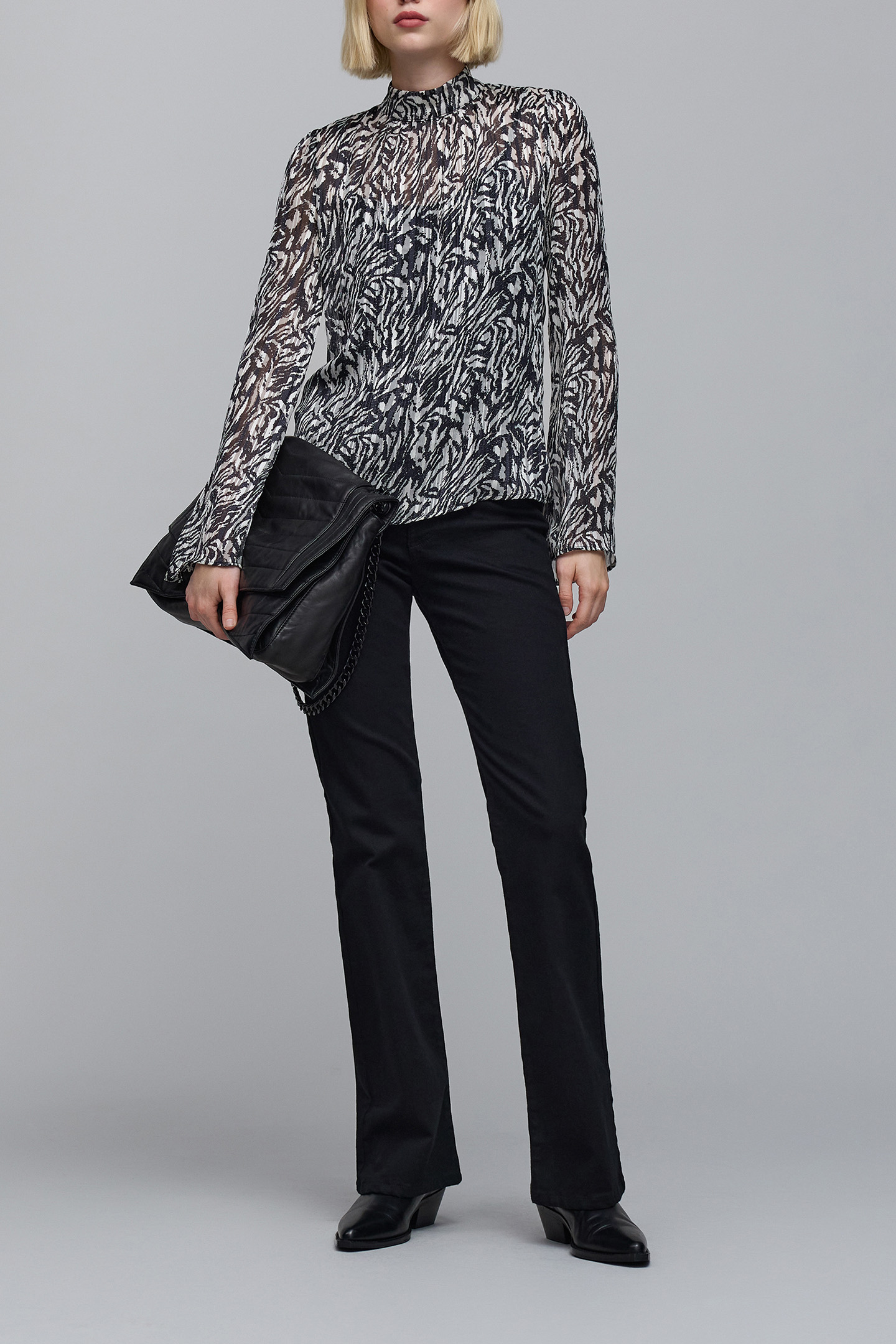 IVORY ZEBRA LUREX PRINT BLOUSE 2