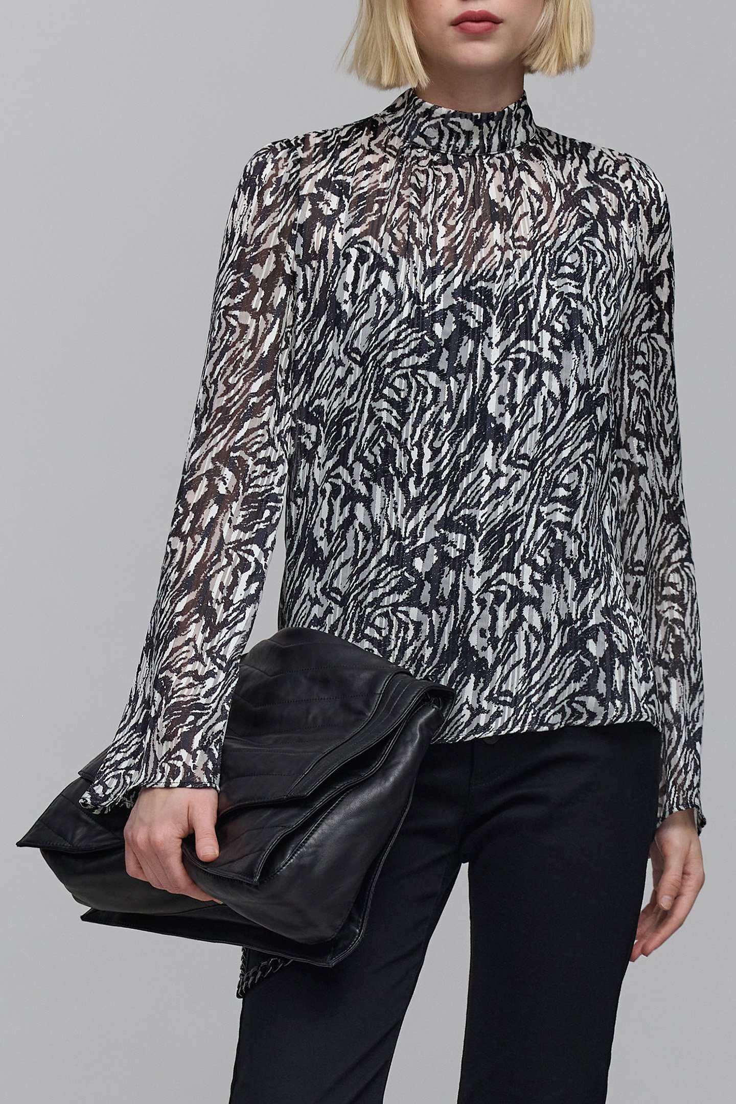 IVORY ZEBRA LUREX PRINT BLOUSE 1