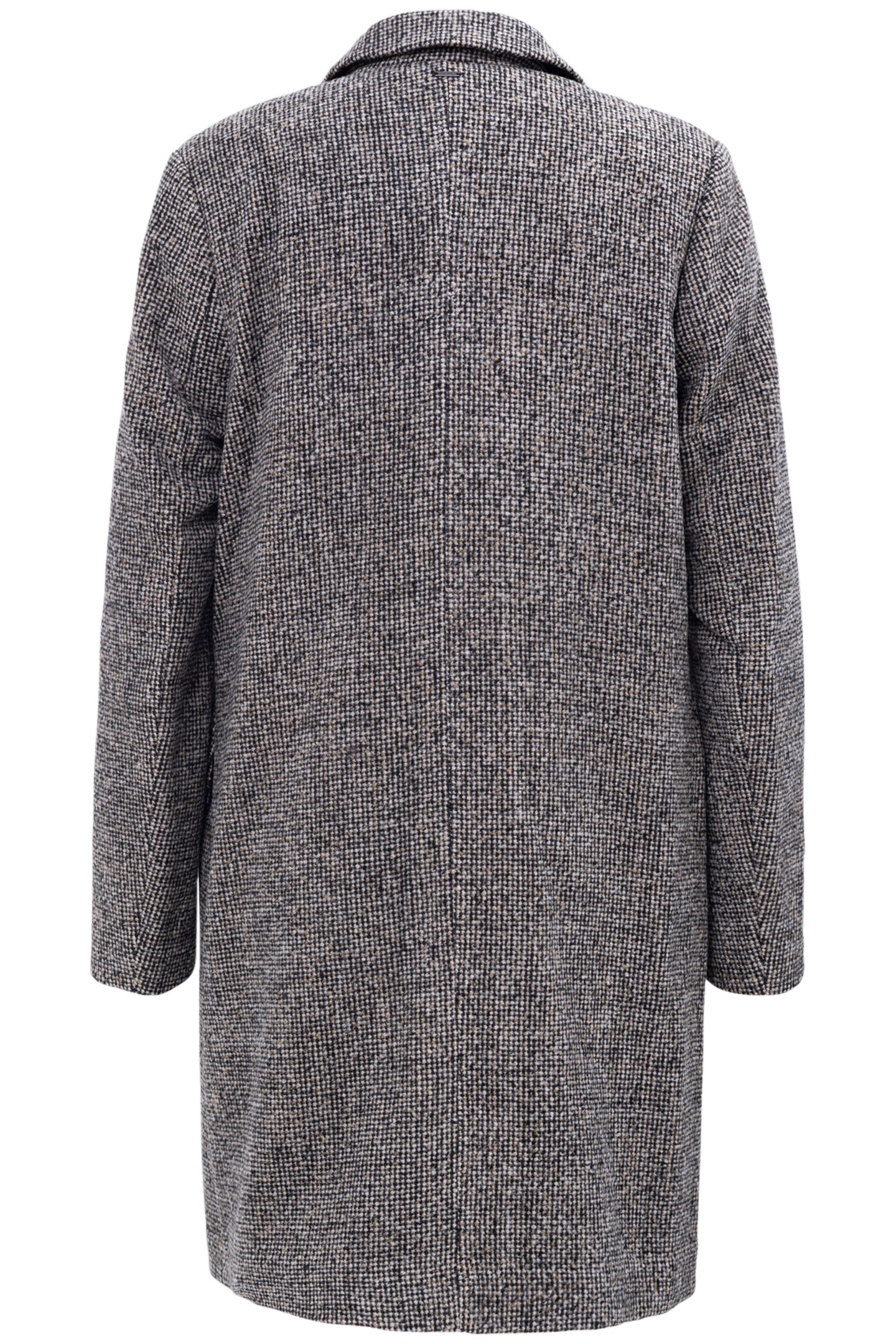 BLACK MID-LENGTH COAT IN MOTTLED WOOL EMBROIDERY 2