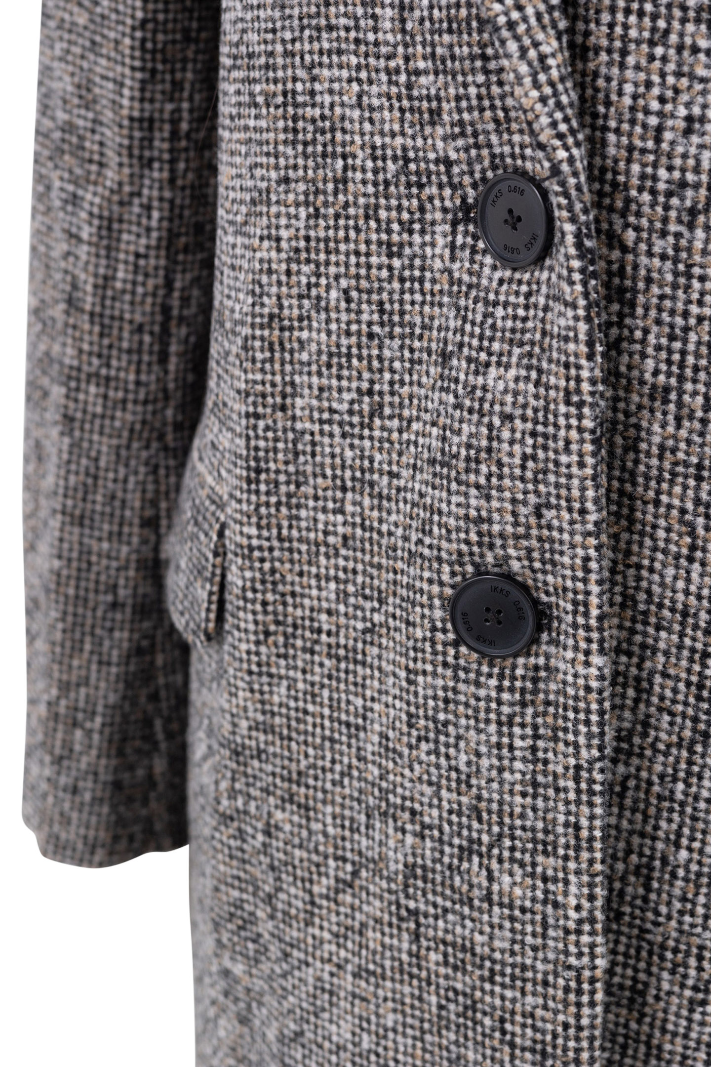 BLACK MID-LENGTH COAT IN MOTTLED WOOL EMBROIDERY 3