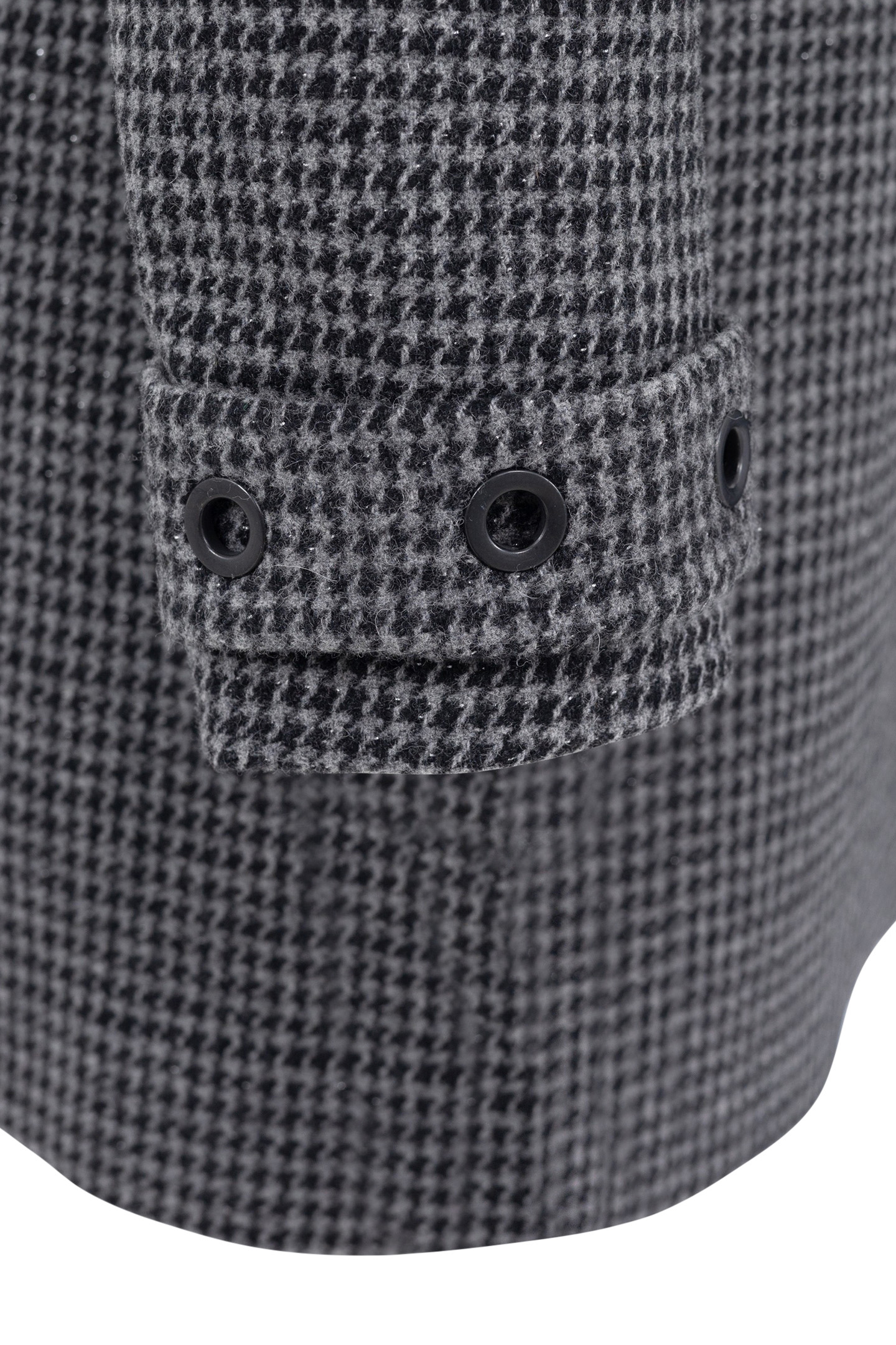 METALLIC HOUNDSTOOTH PATTERN BLACK STRAIGHT COAT 9