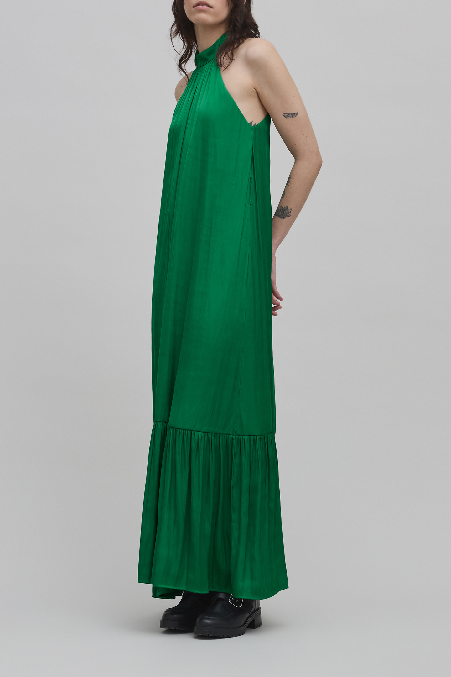 GREEN RECYCLED POLYESTER DRESS WITH ARMHOLES 3