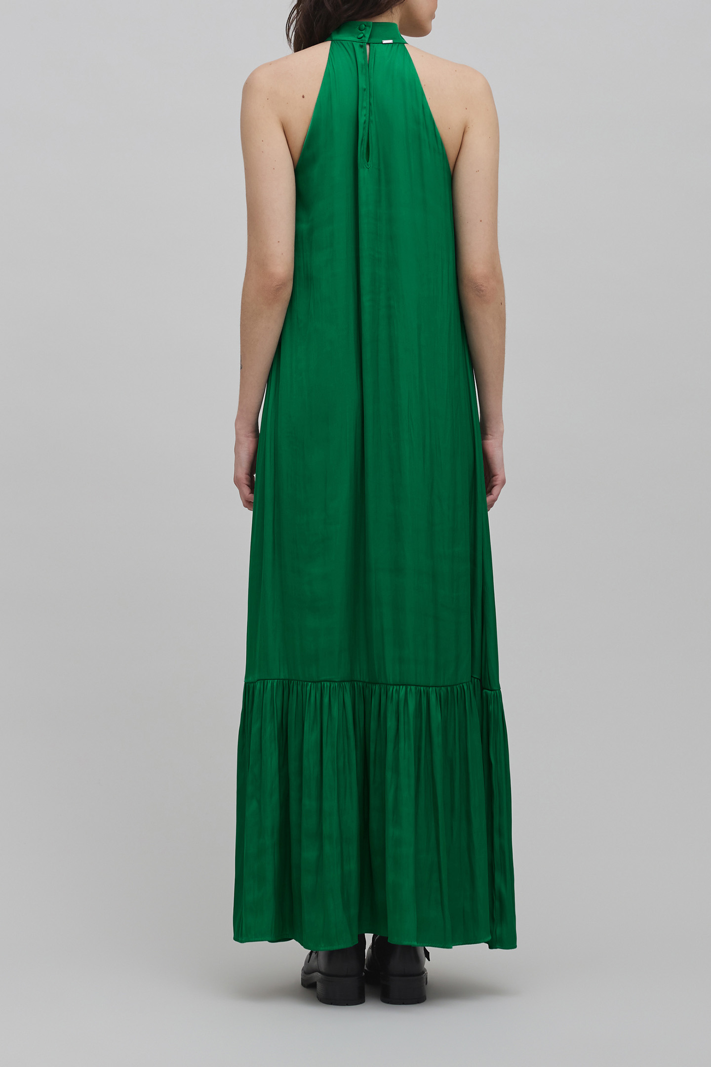 GREEN RECYCLED POLYESTER DRESS WITH ARMHOLES 2