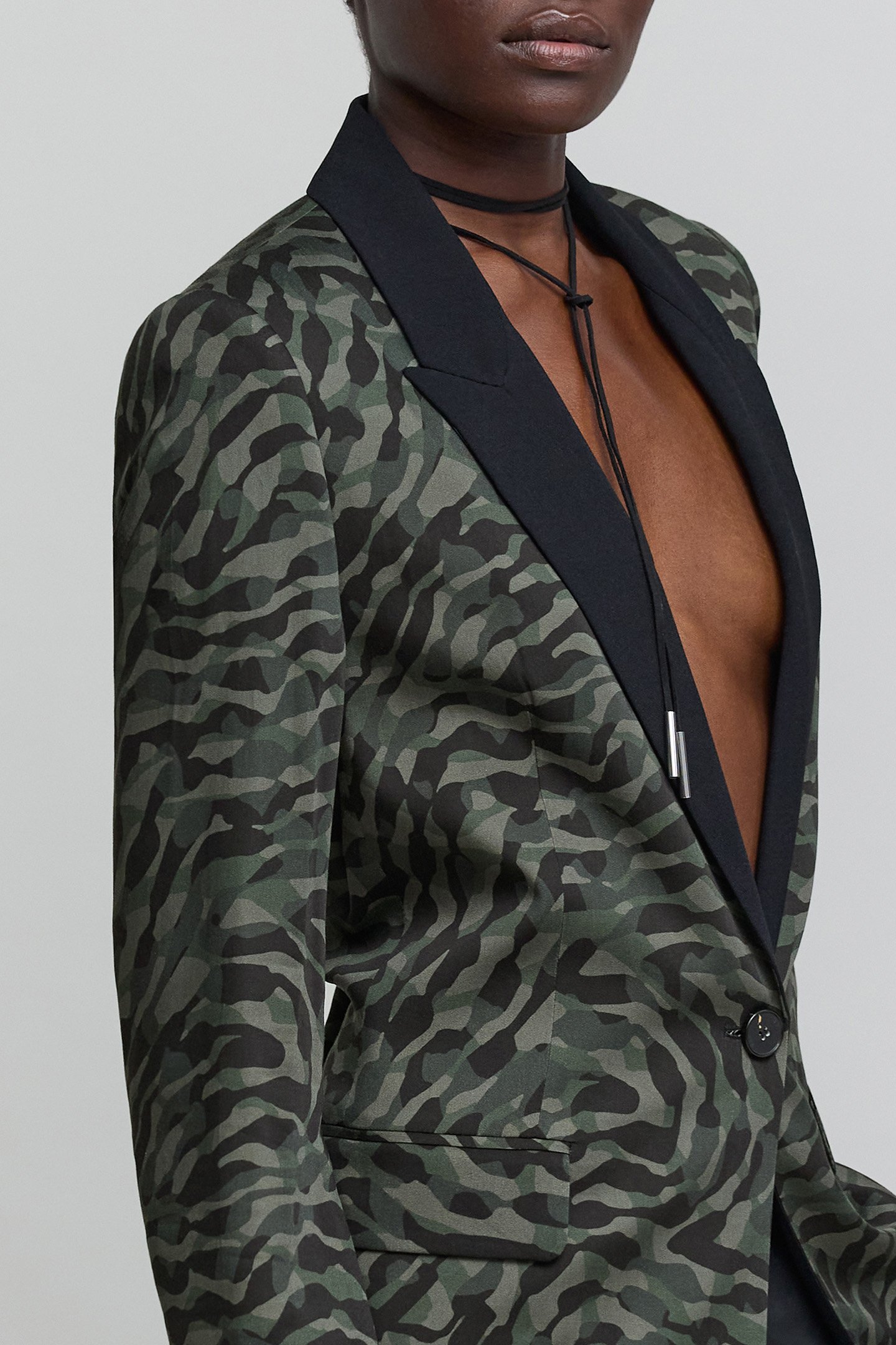 FLOWING KHAKI CAMOUFLAGE PRINT SUIT JACKET 5