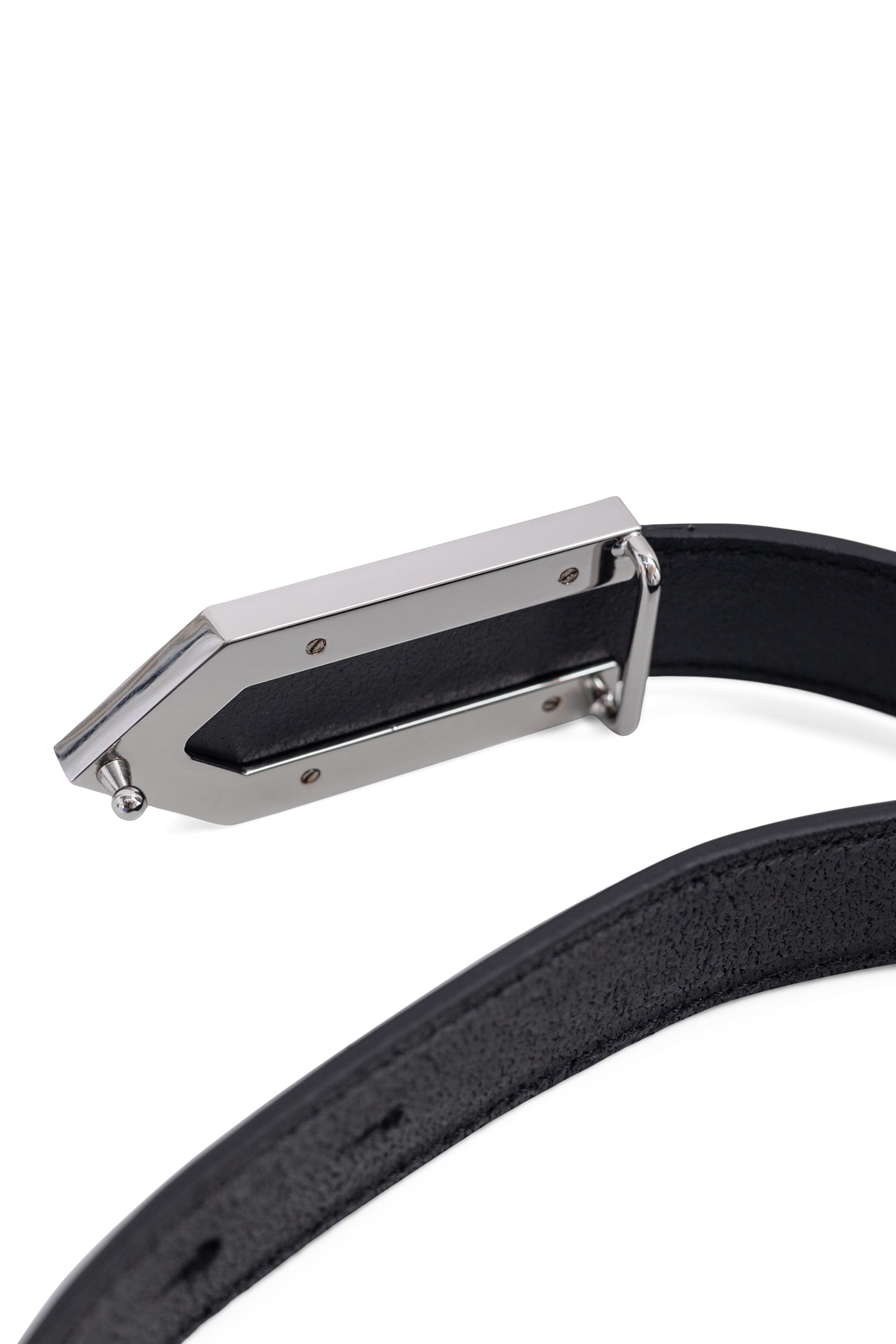 BLACK LEATHER BELT WITH CHEVRON BUCKLE 1440 WOMAN 4