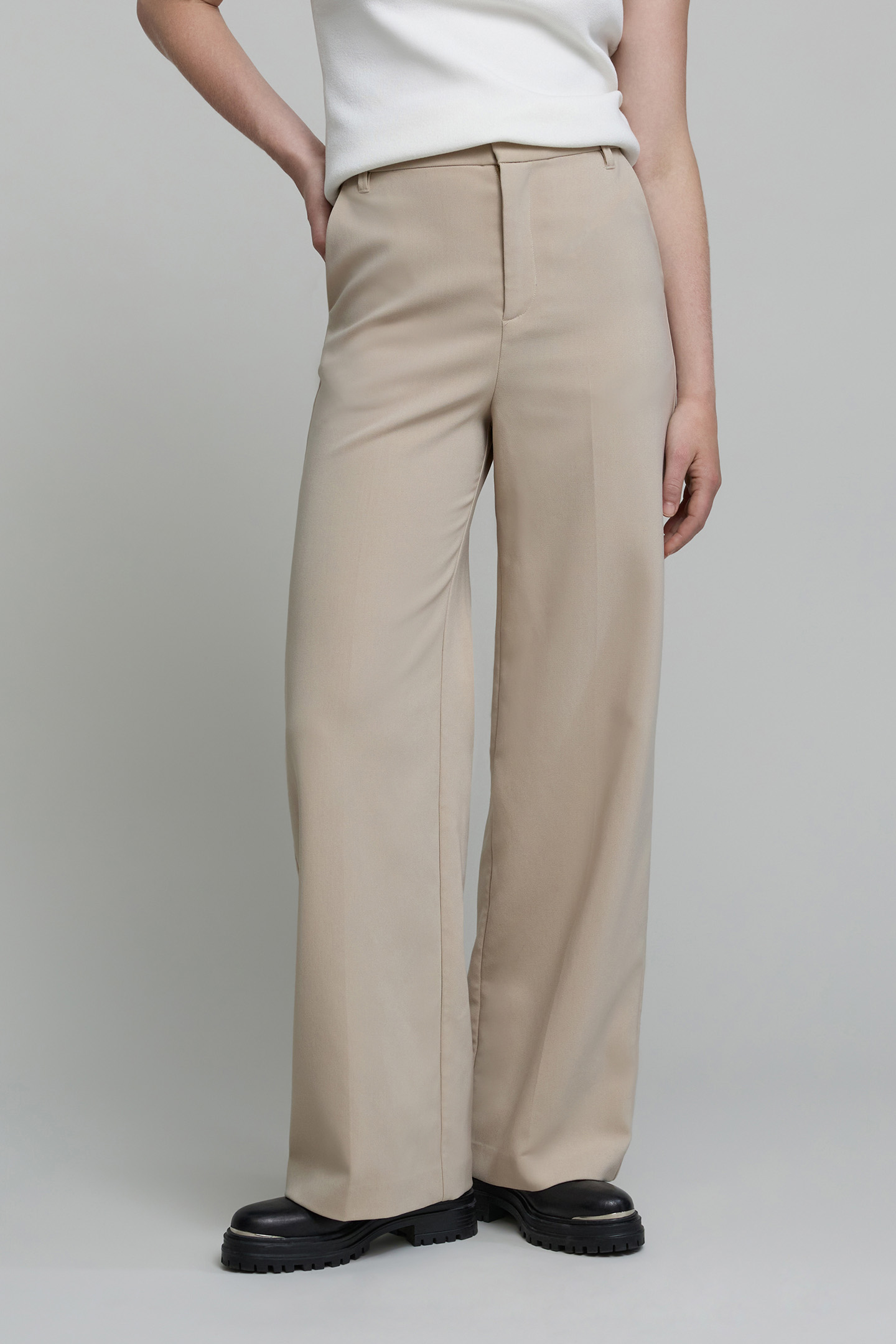 BEIGE RECYCLED POLYESTER SUIT PANTS 1