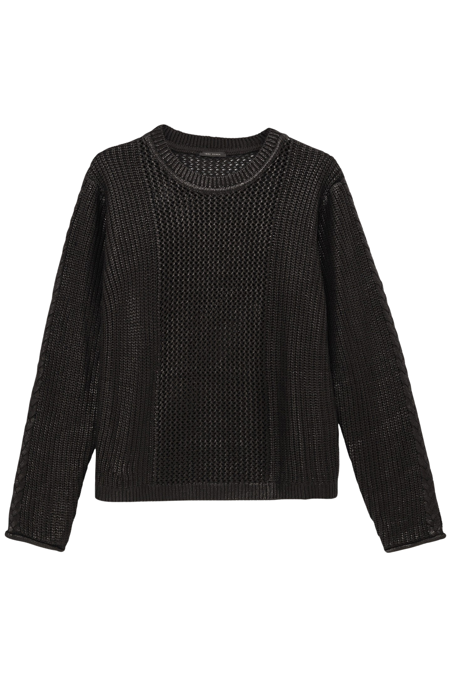 BLACK OPENWORK KNIT SWEATER 4