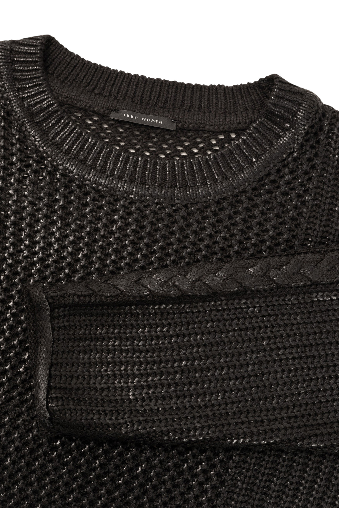 BLACK OPENWORK KNIT SWEATER 7