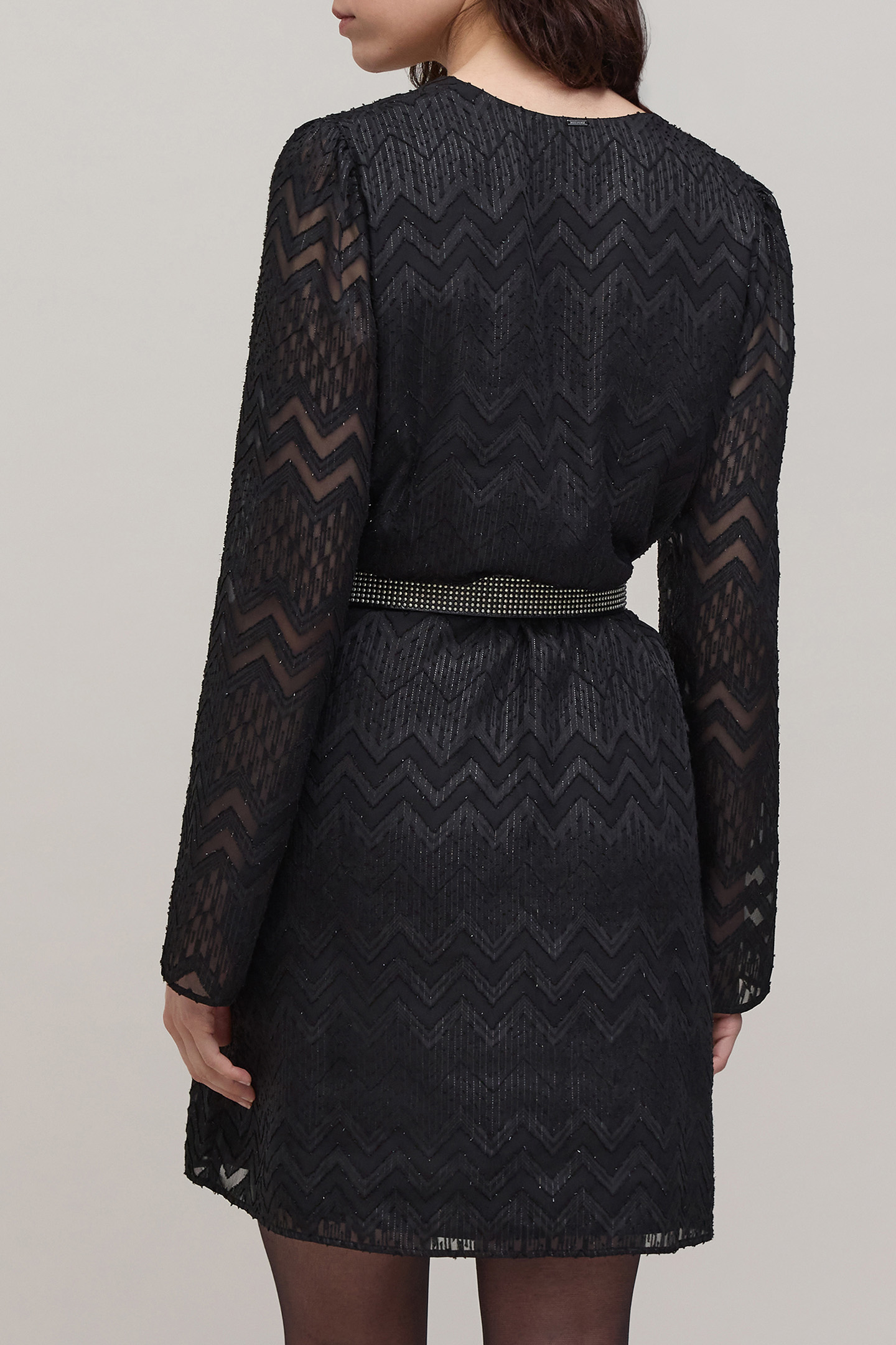 BLACK HERRINGBONE JACQUARD VOILE DRESS 2