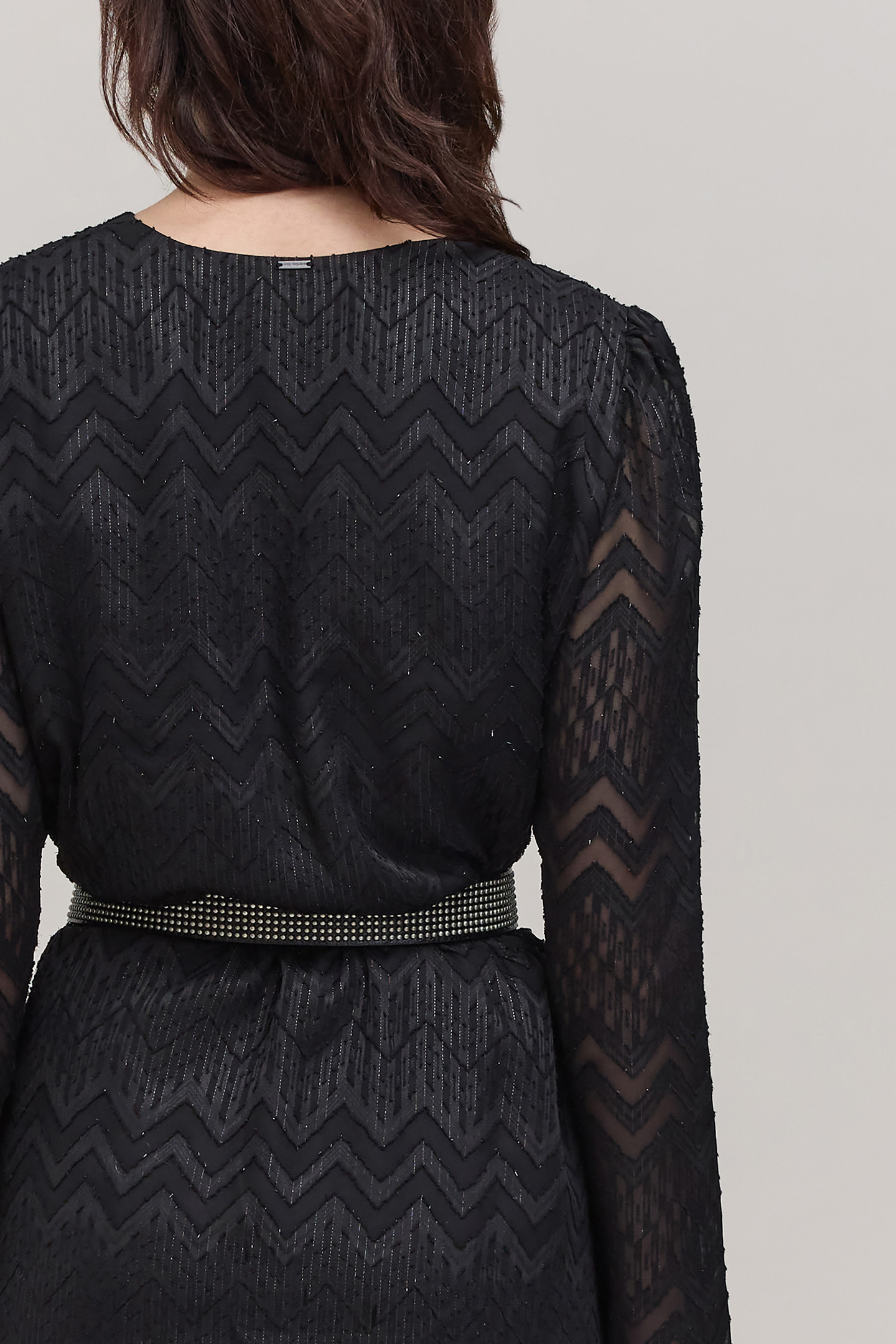 BLACK HERRINGBONE JACQUARD VOILE DRESS 7