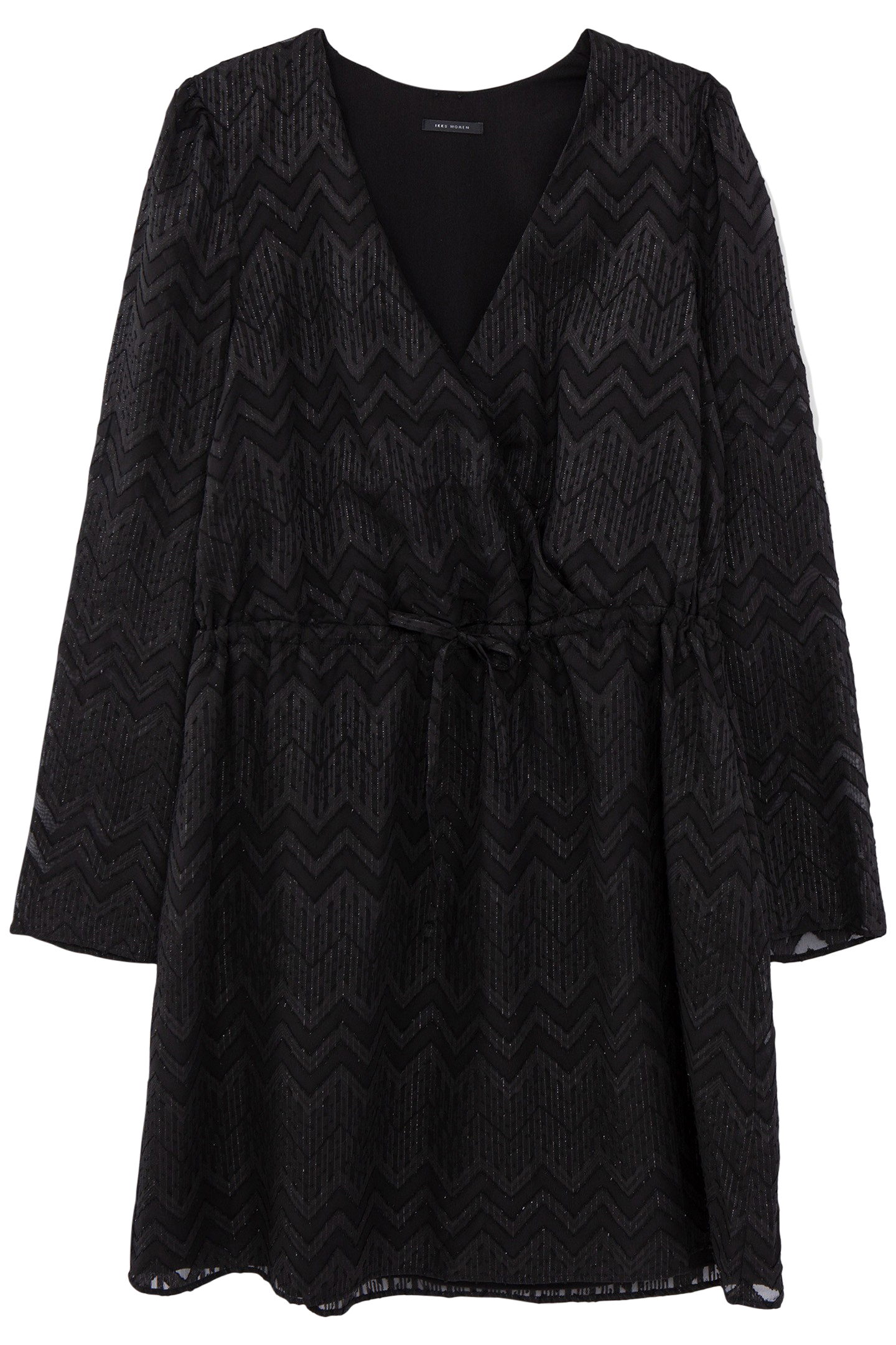 BLACK HERRINGBONE JACQUARD VOILE DRESS 5