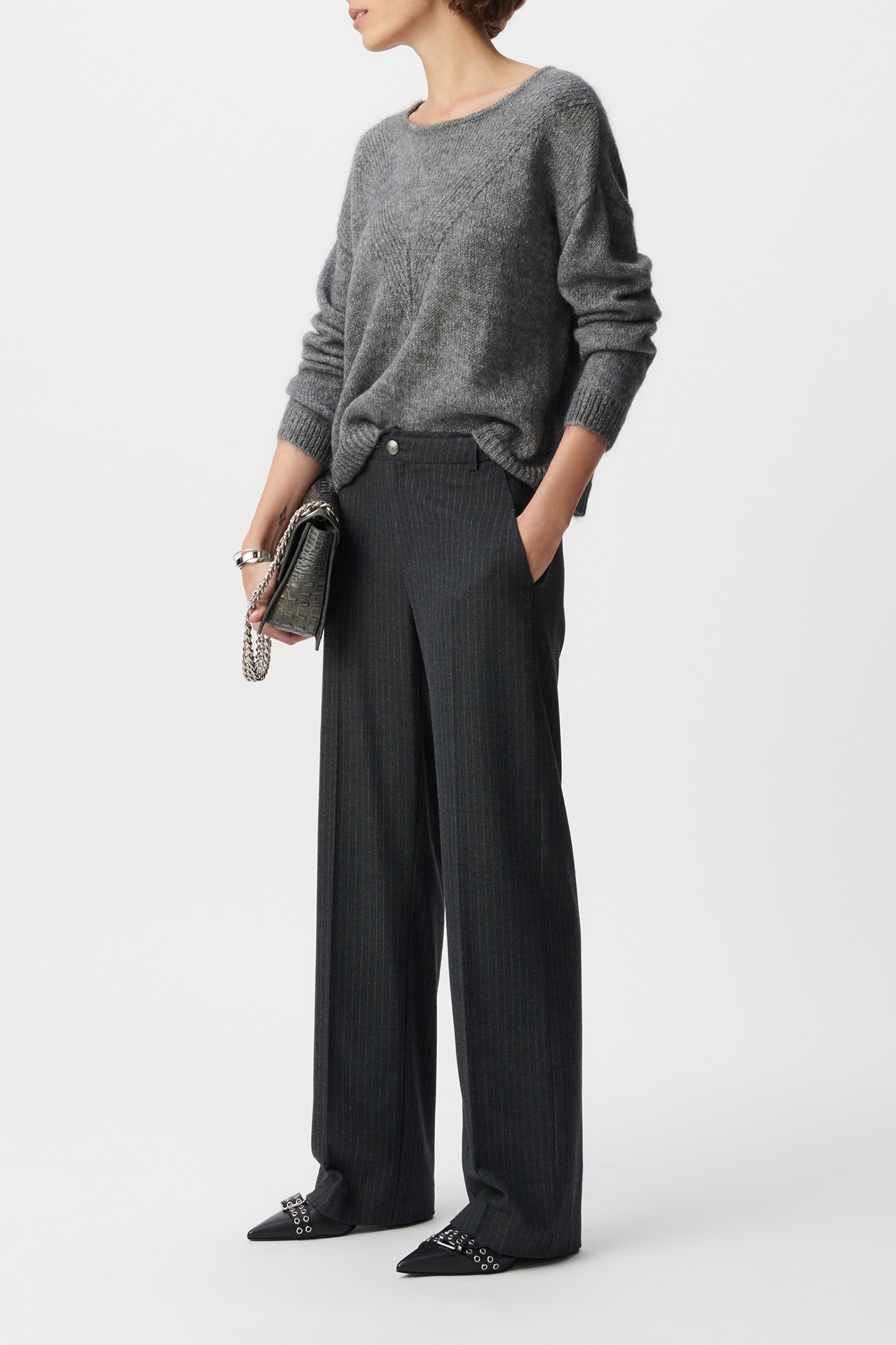 GREY HERRINGBONE KNIT SWEATER 5