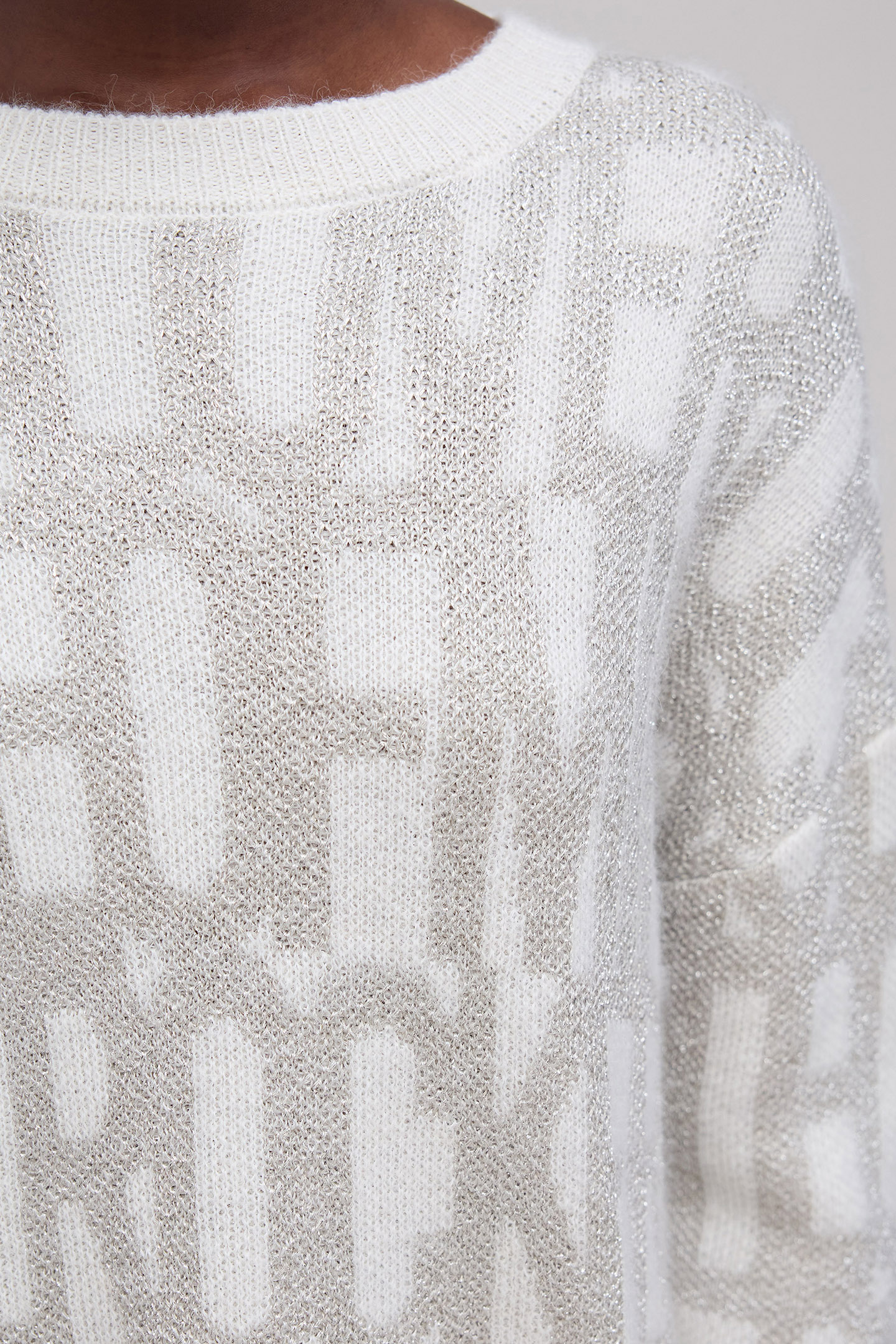 ECRU JACQUARD KNIT SWEATER WITH LUREX PATTERN 7