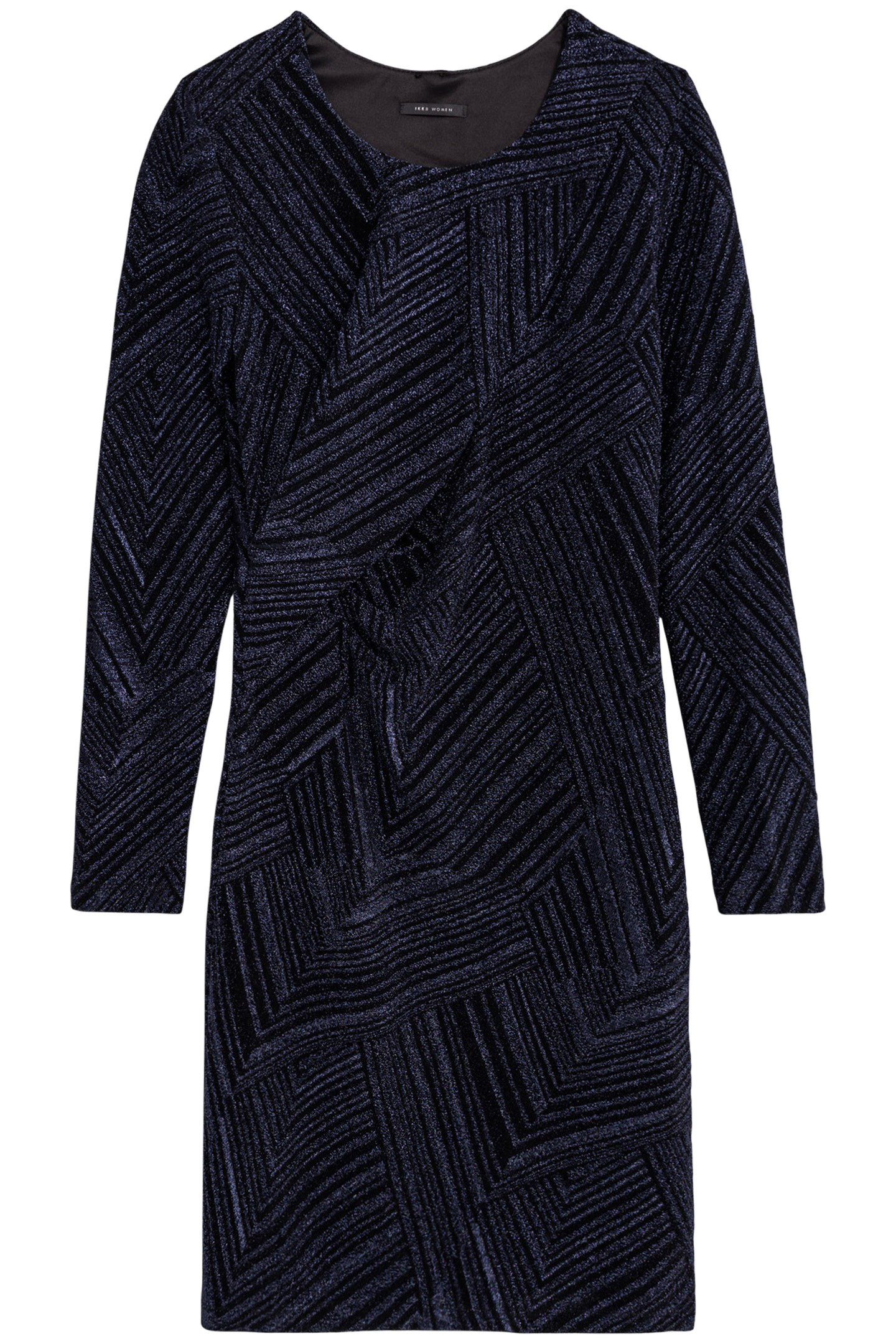 NAVY METALLIC KNIT DRAPED DRESS 5