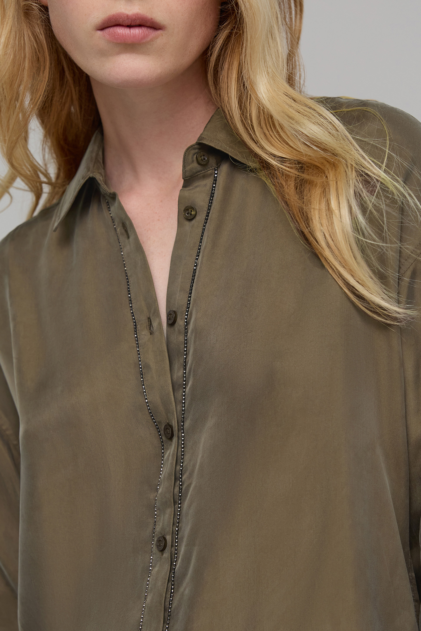 KHAKI OVERSIZE SHIRT WITH JEWEL PATTERN 5