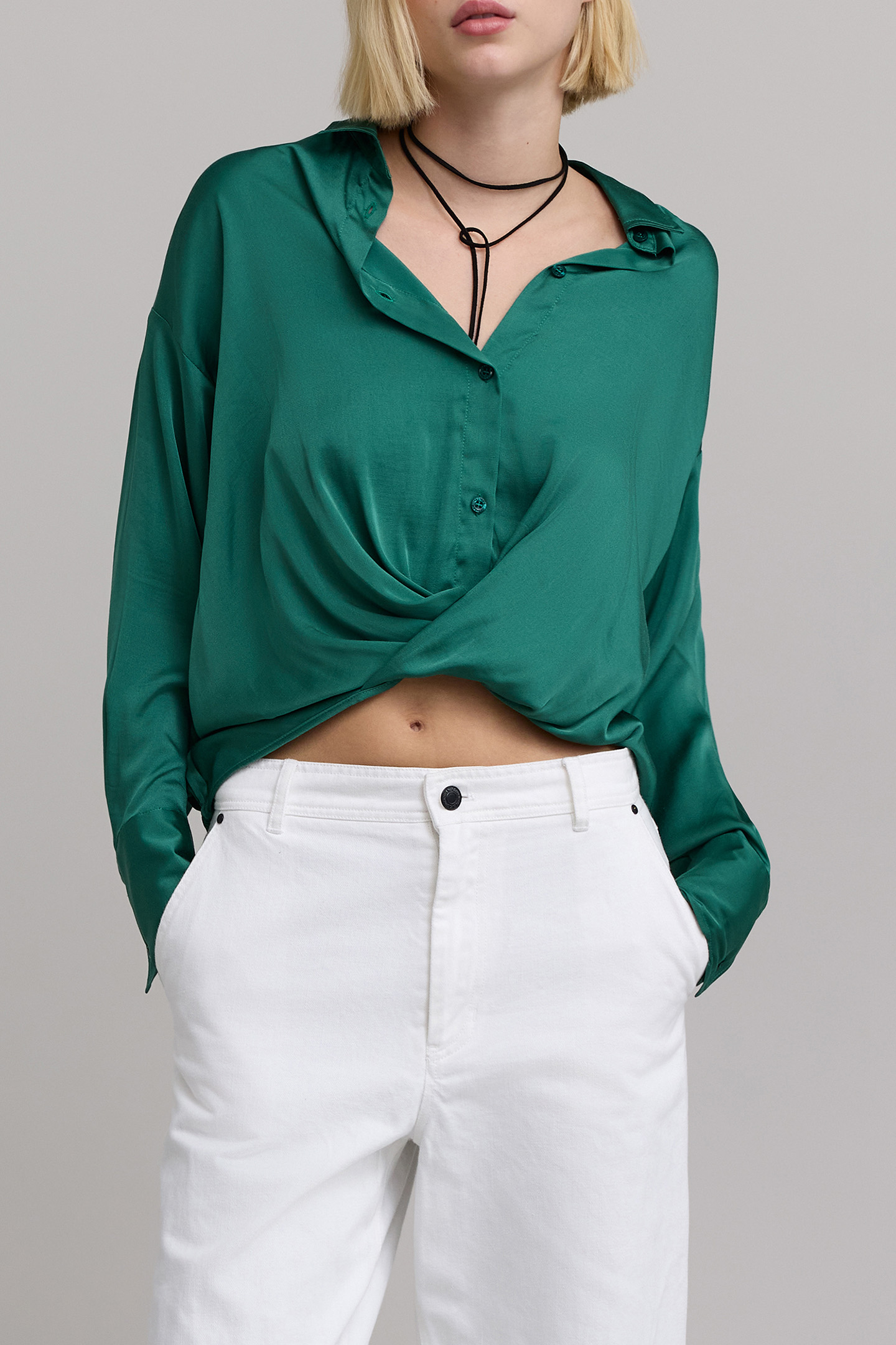 EMERALD DRAPED SHIRT 1