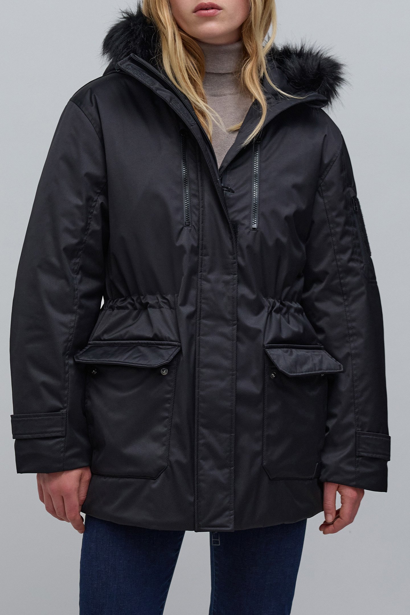 BLACK STRIPED PARKA by IKKS
