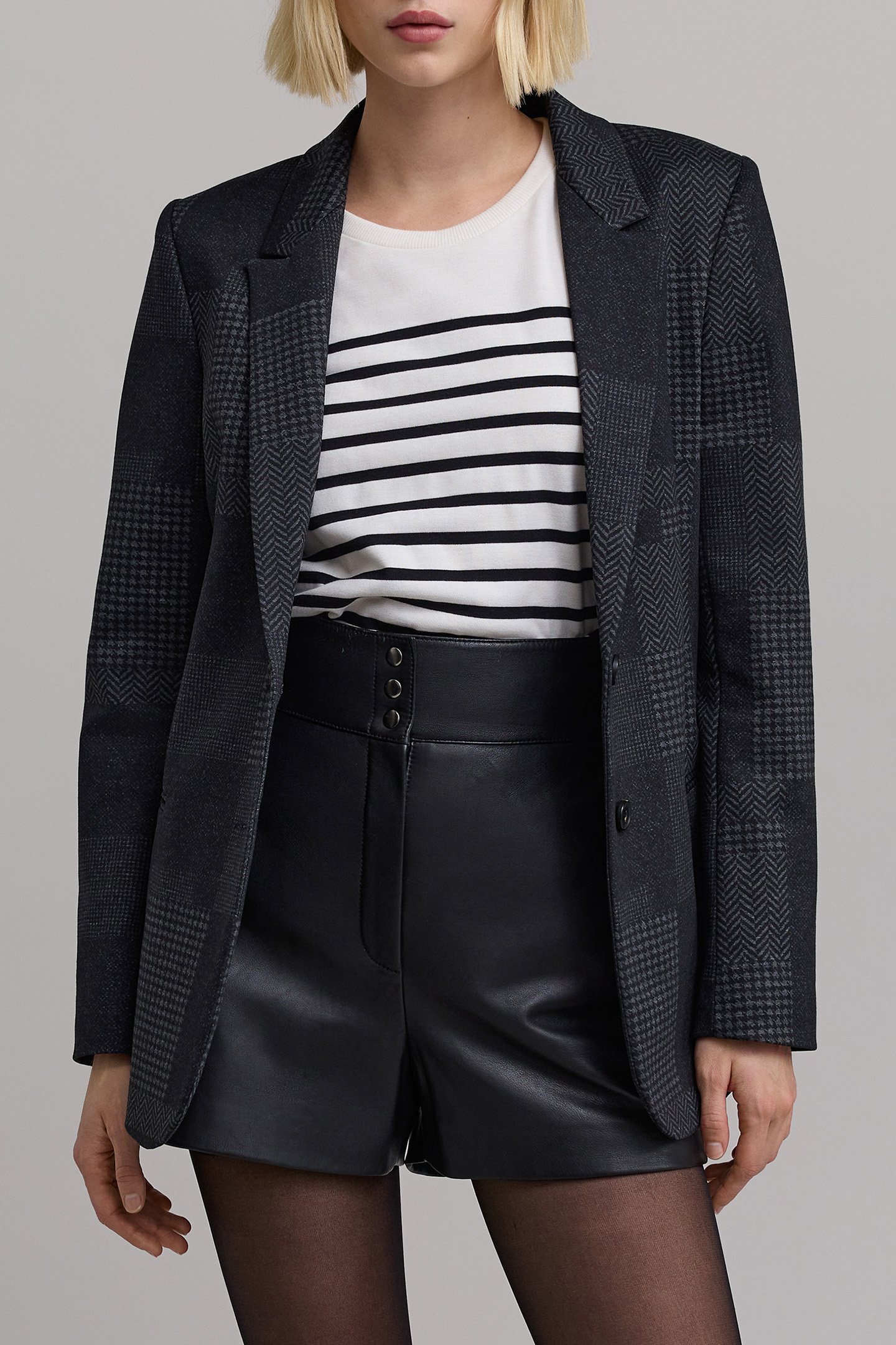 PATCHWORK EFFECT GREY MILANO KNIT COSTUME JACKET by IKKS