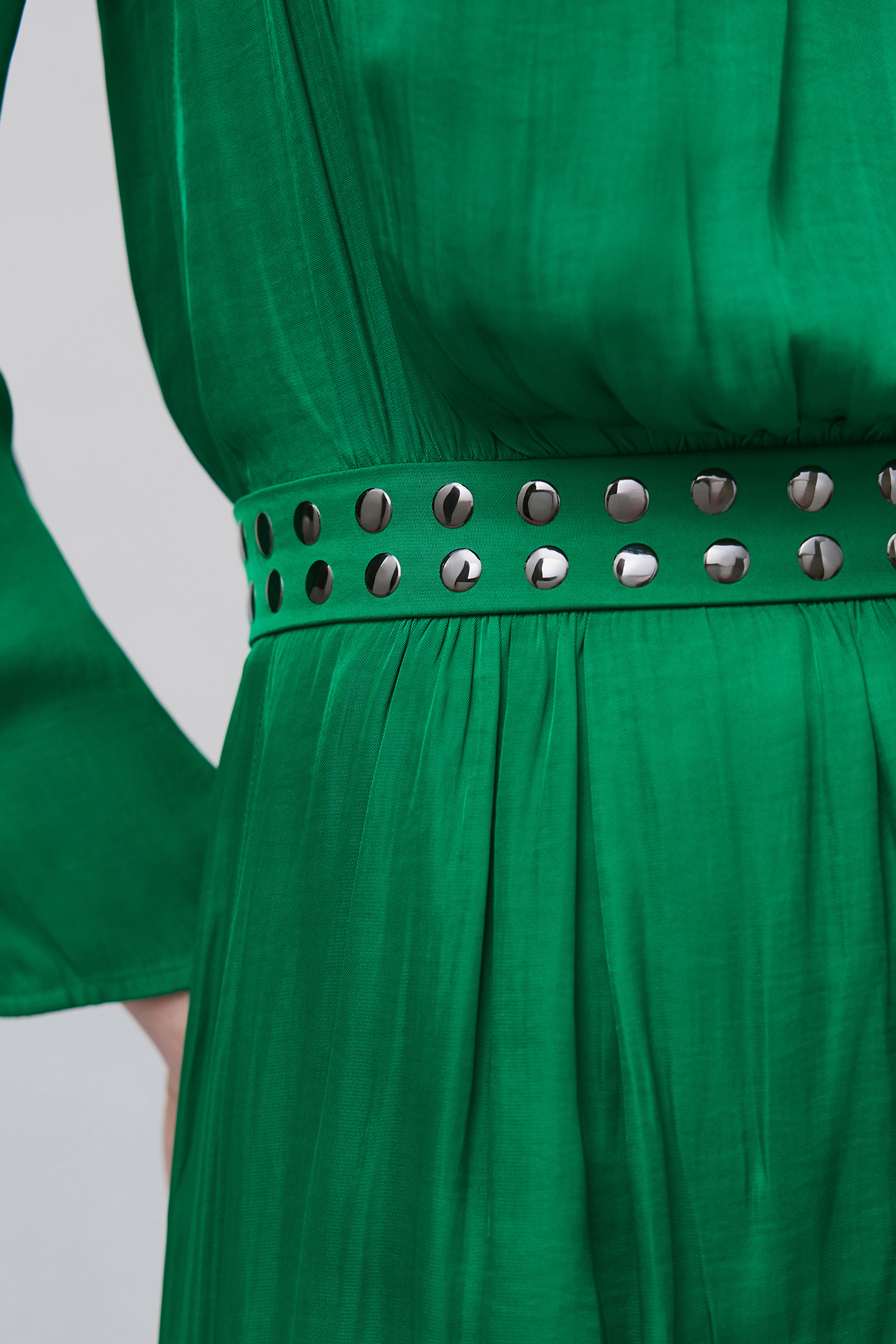 GREEN PRE-WRINKLED STUDDED DRESS 8
