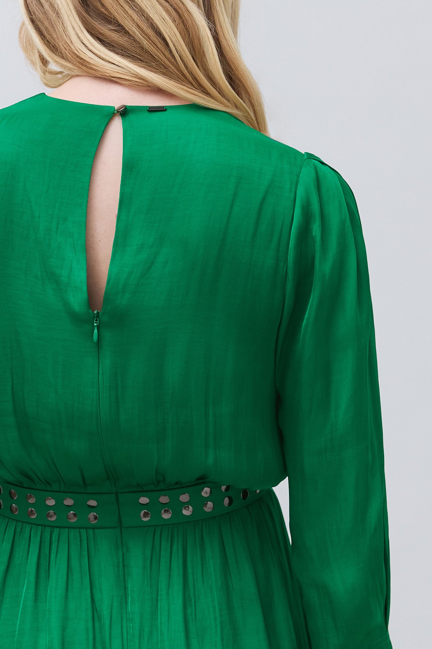 GREEN PRE-WRINKLED STUDDED DRESS 7