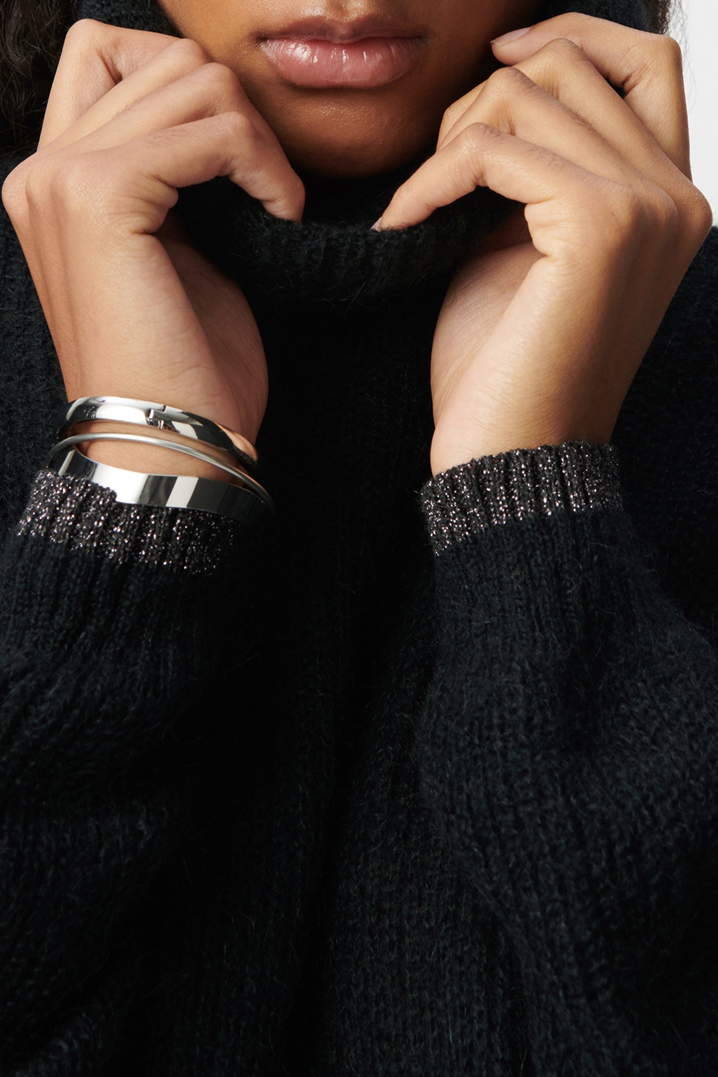 BLACK RIB-KNIT TURTLENECK SWEATER DRESS 6