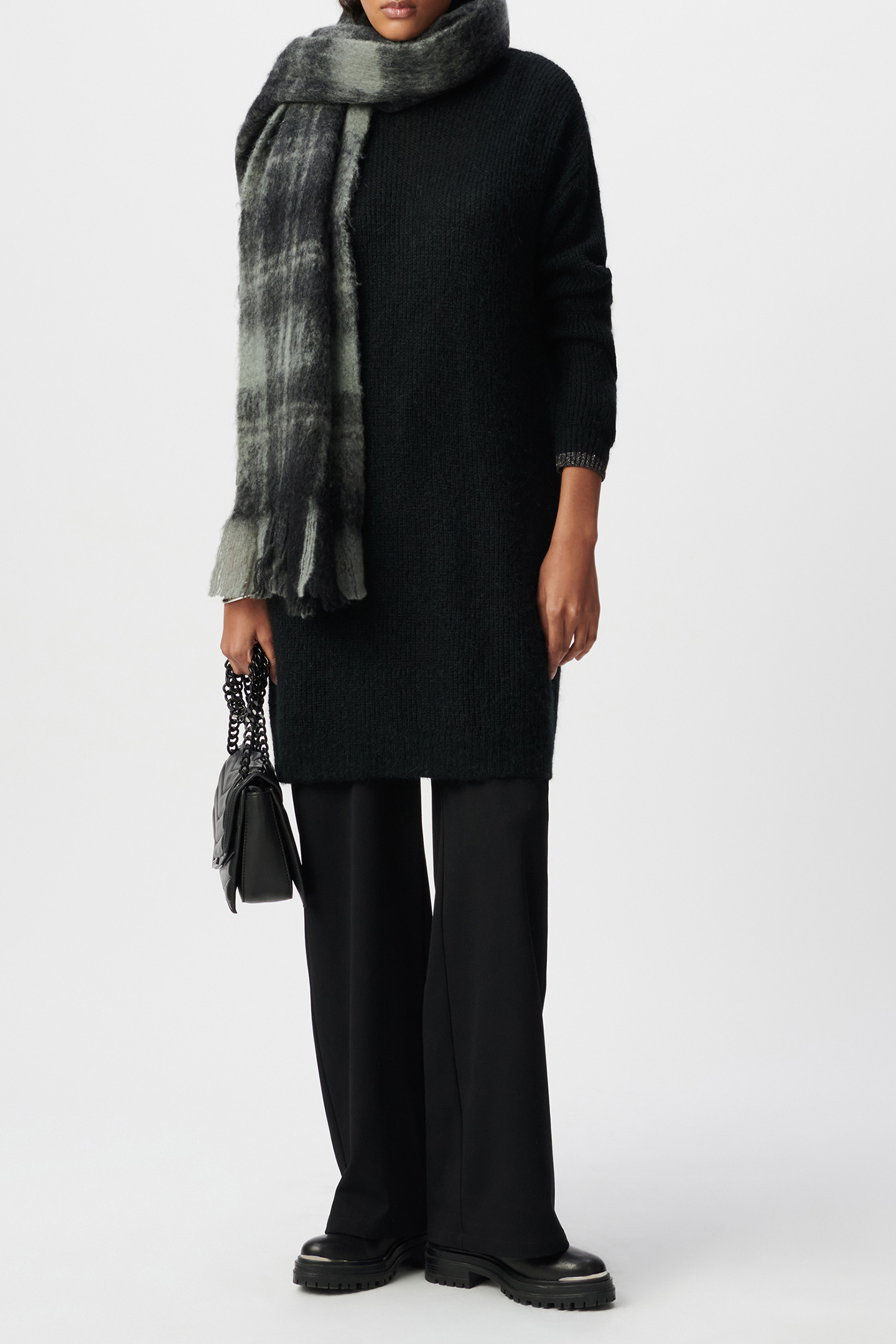 BLACK RIB-KNIT TURTLENECK SWEATER DRESS 4