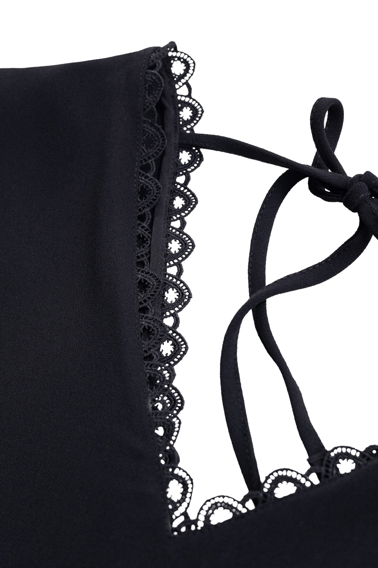 BLACK DRESS WITH V-NECK LACE MOTIF ON FRONT AND BACK 7