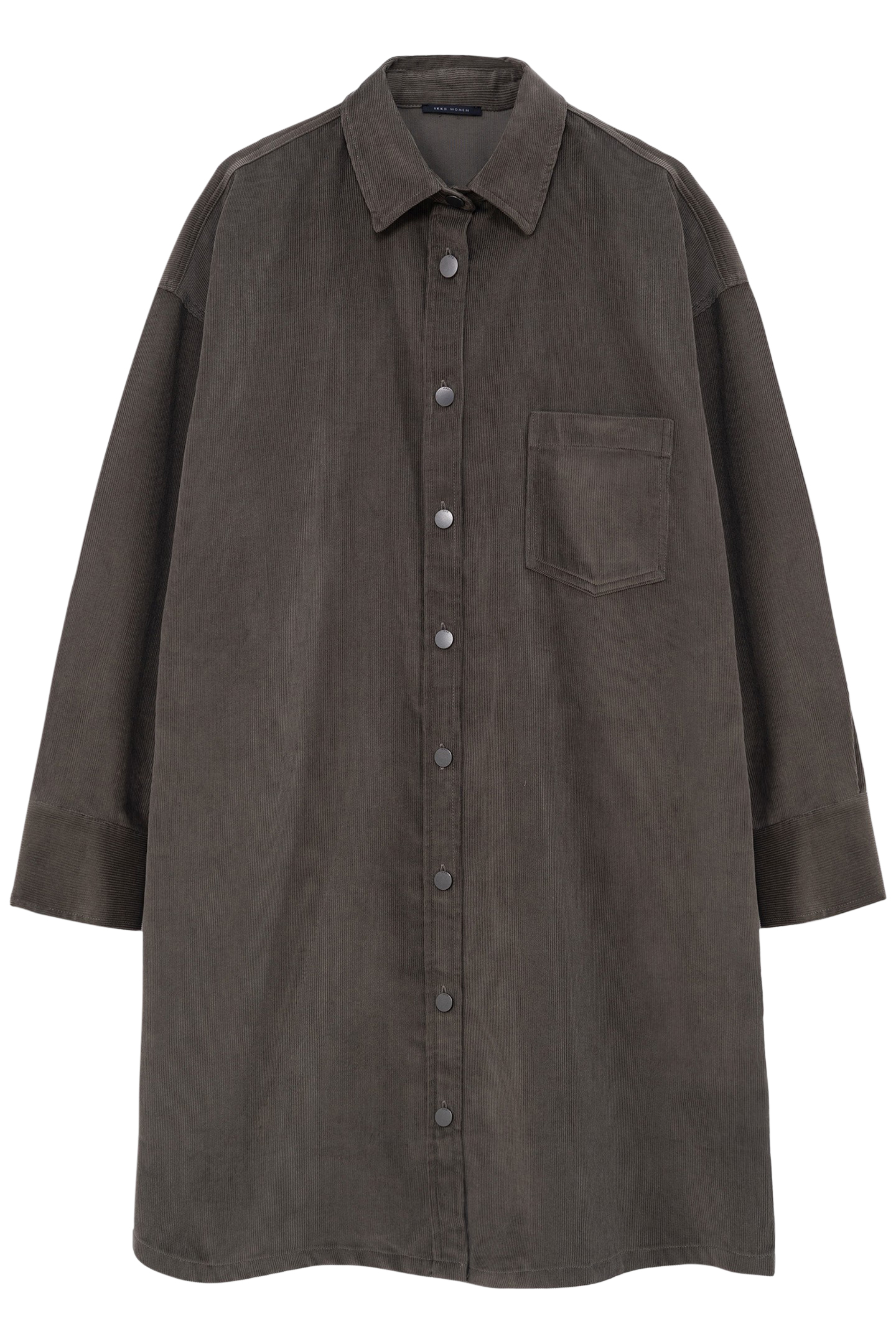 KHAKI BELTED VELOUR SHIRT DRESS 1