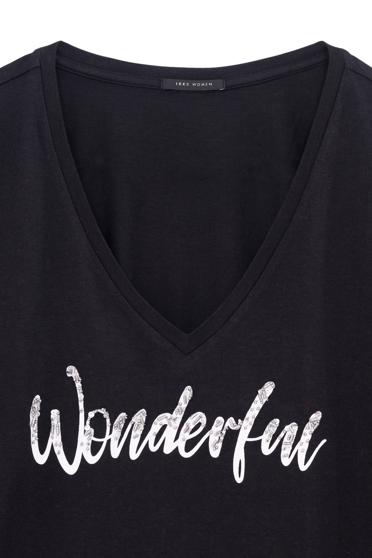 BLACK TEE-SHIRT WITH PEARL EMBROIDERY MESSAGE 5