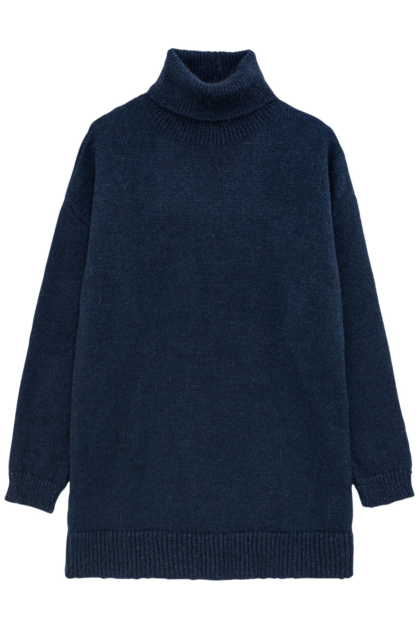 NAVY RIB-KNIT TURTLENECK SWEATER WITH LUREX TRIM 4