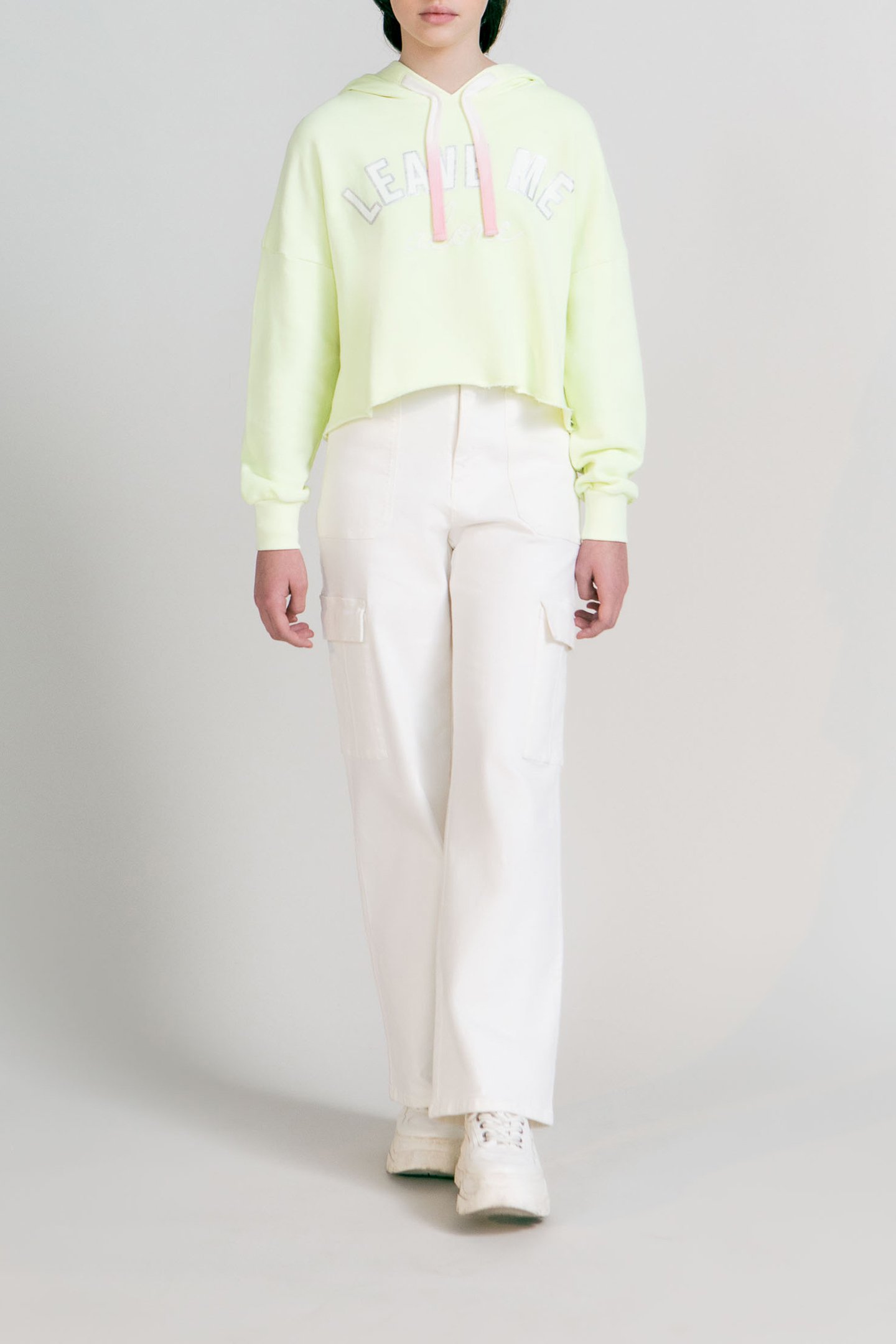 GIRLS' OFF-WHITE DENIM CARGO TROUSERS 1