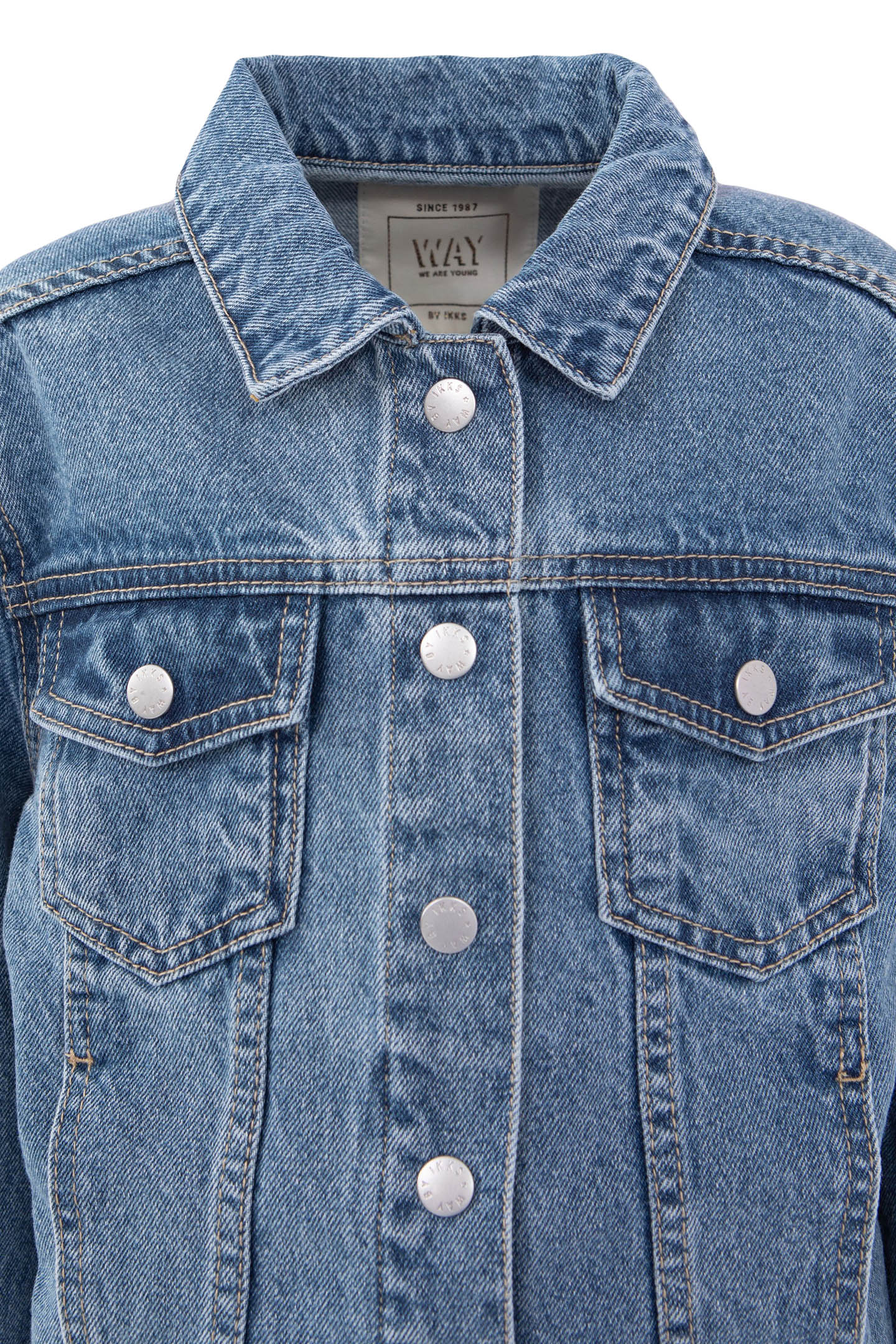 GIRLS’ BLUE WATERLESS DENIM CROPPED JACKET 4