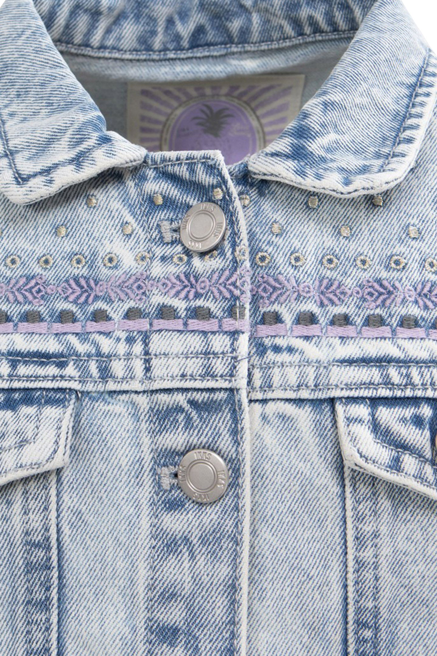 GIRLS’ FADED BLUE DENIM JACKET WITH EMBROIDERY 6