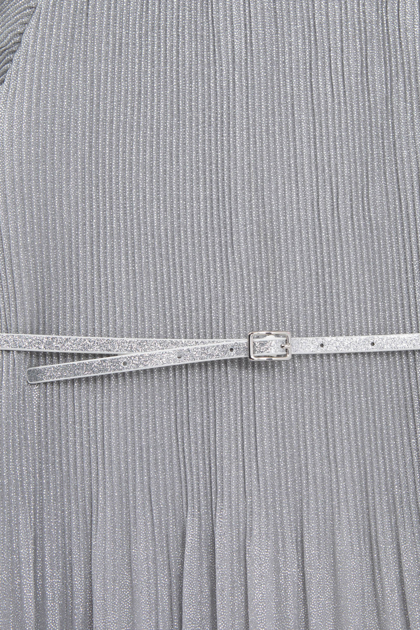 SILVERY PLEATED DRESS WITH EMBROIDERED SHOULDERS 7