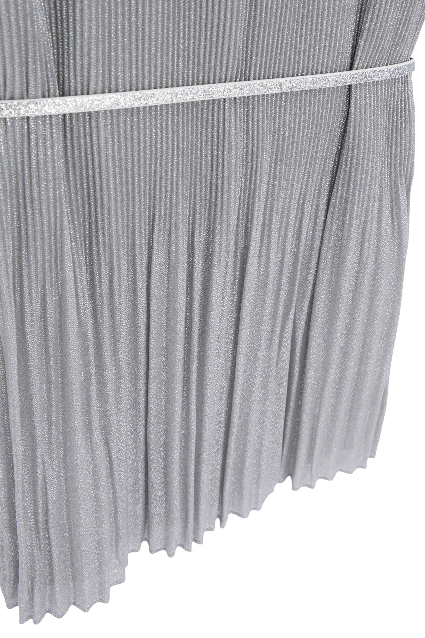 SILVERY PLEATED DRESS WITH EMBROIDERED SHOULDERS 5