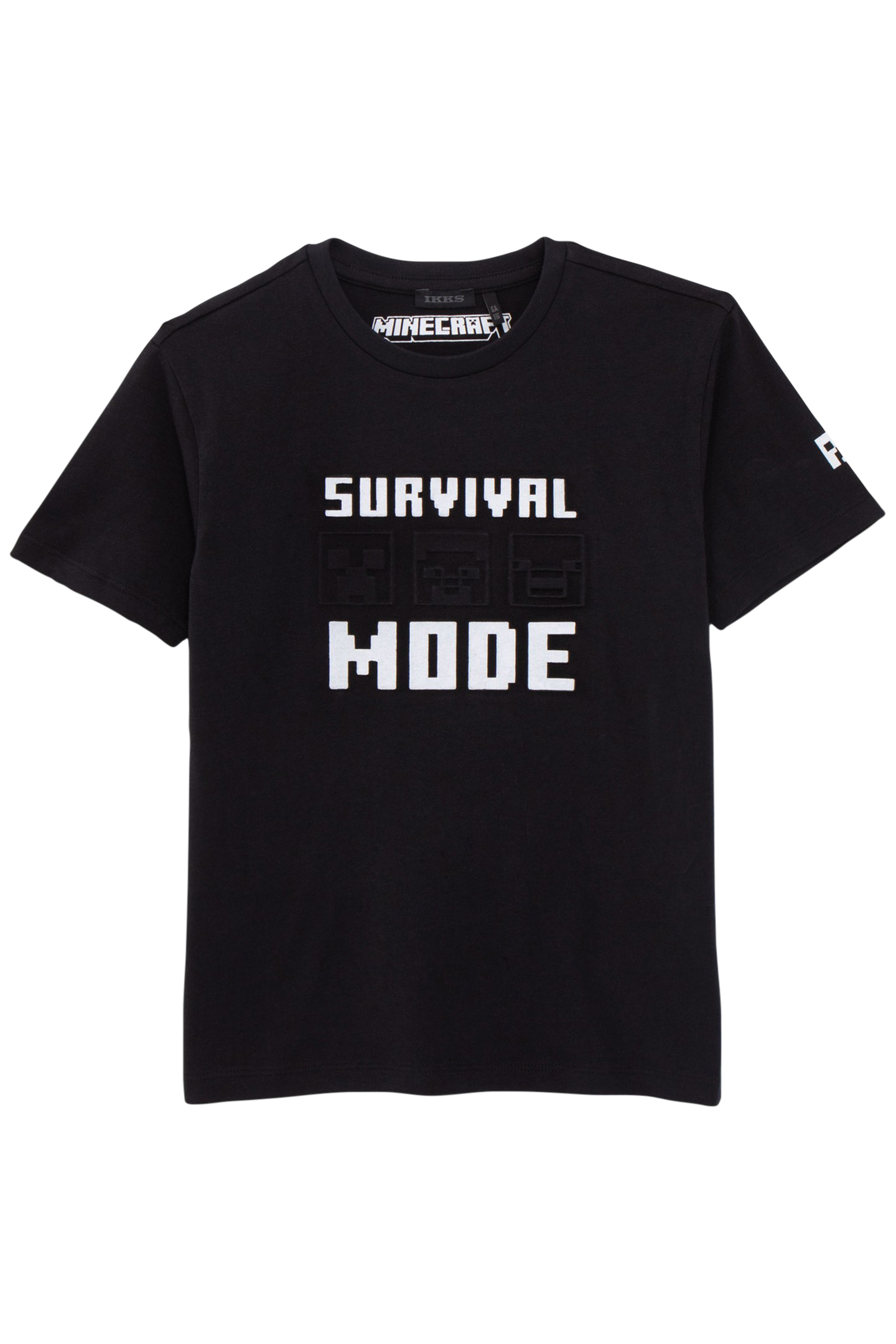 BOYS’ BLACK T-SHIRT WITH EMBOSSED MINECRAFT SLOGANS 1