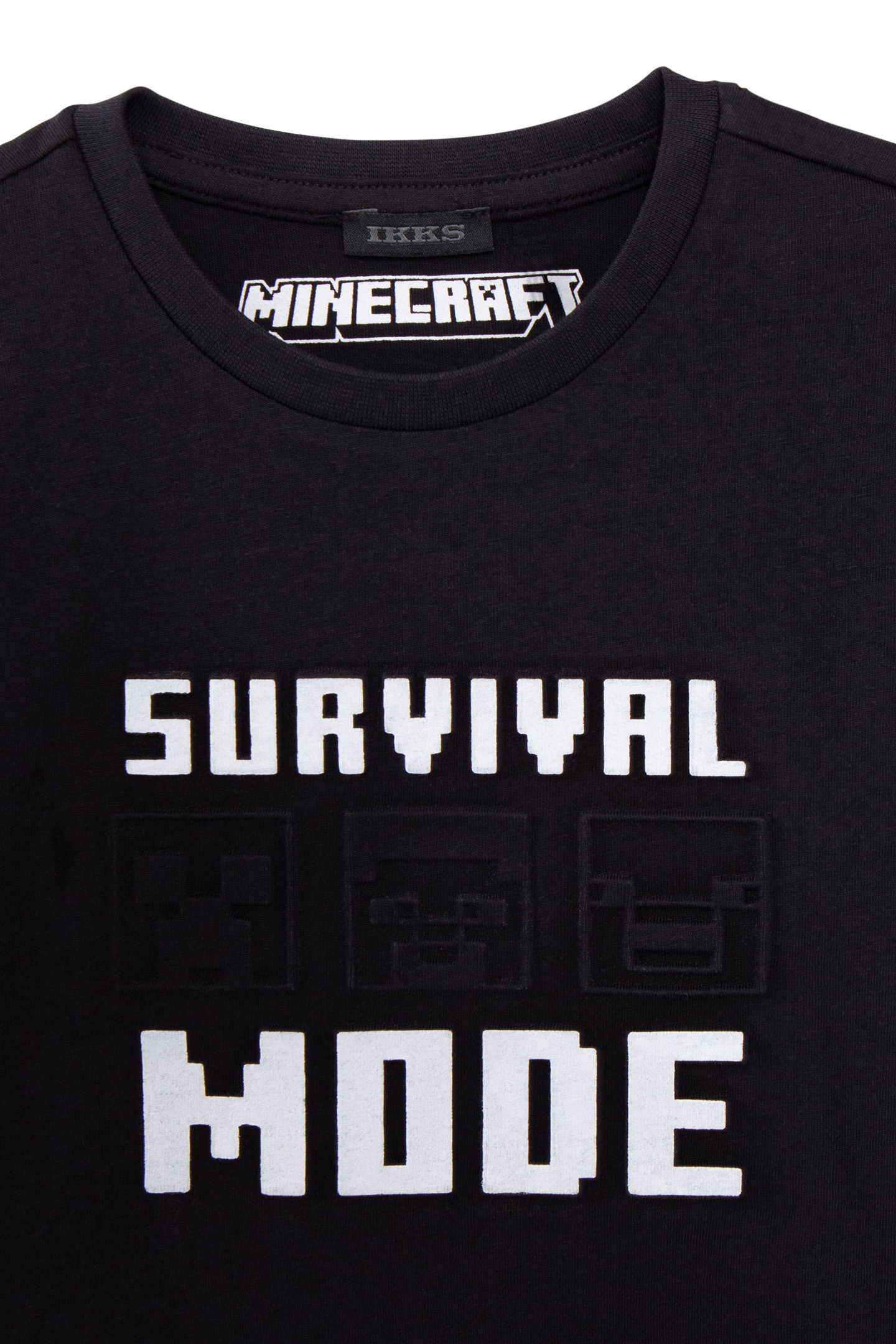 BOYS’ BLACK T-SHIRT WITH EMBOSSED MINECRAFT SLOGANS 3