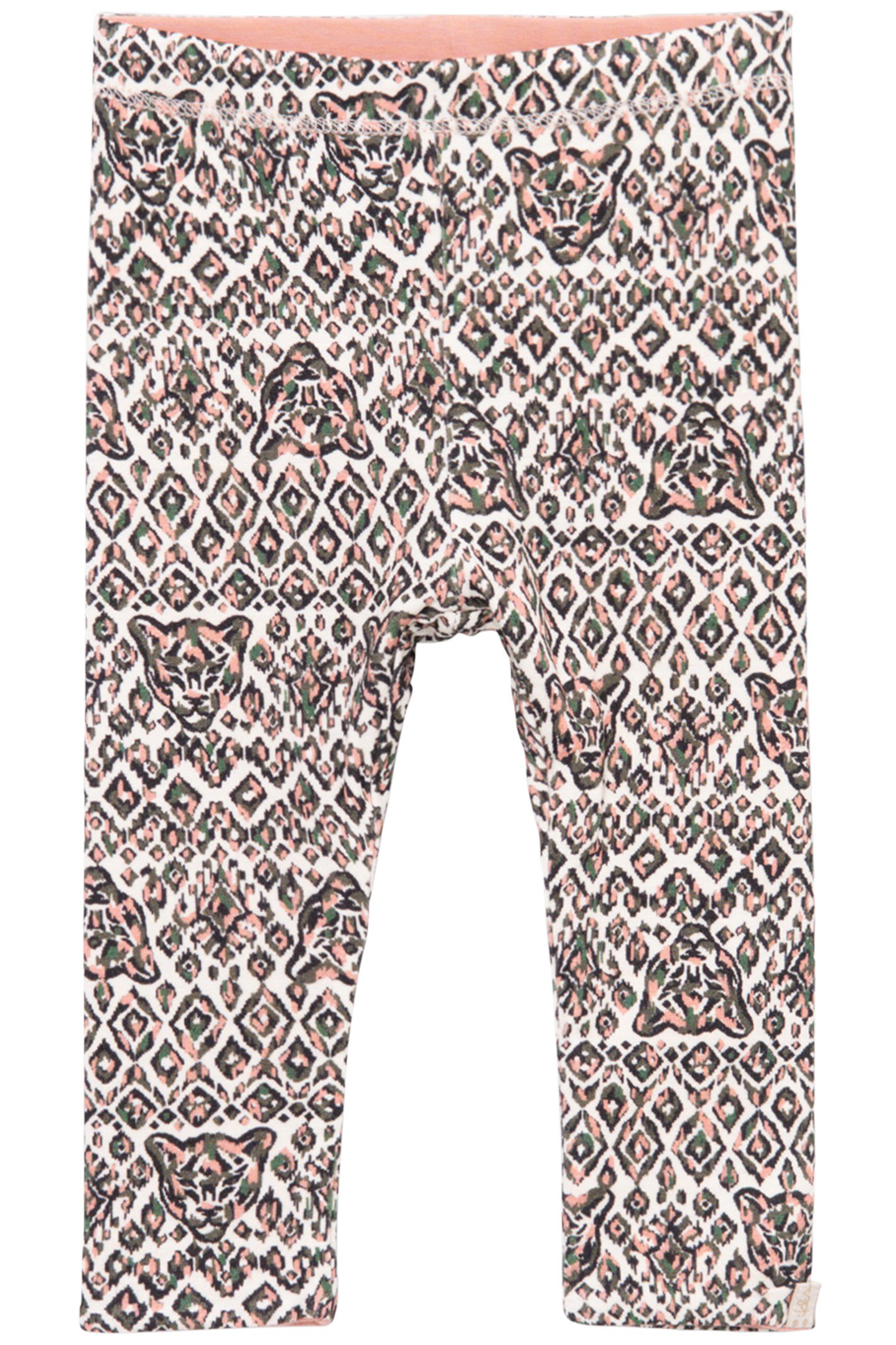 REVERSIBLE ETHNIC GRAPHIC AND GREEN BABY GIRL LEGGINGS 1