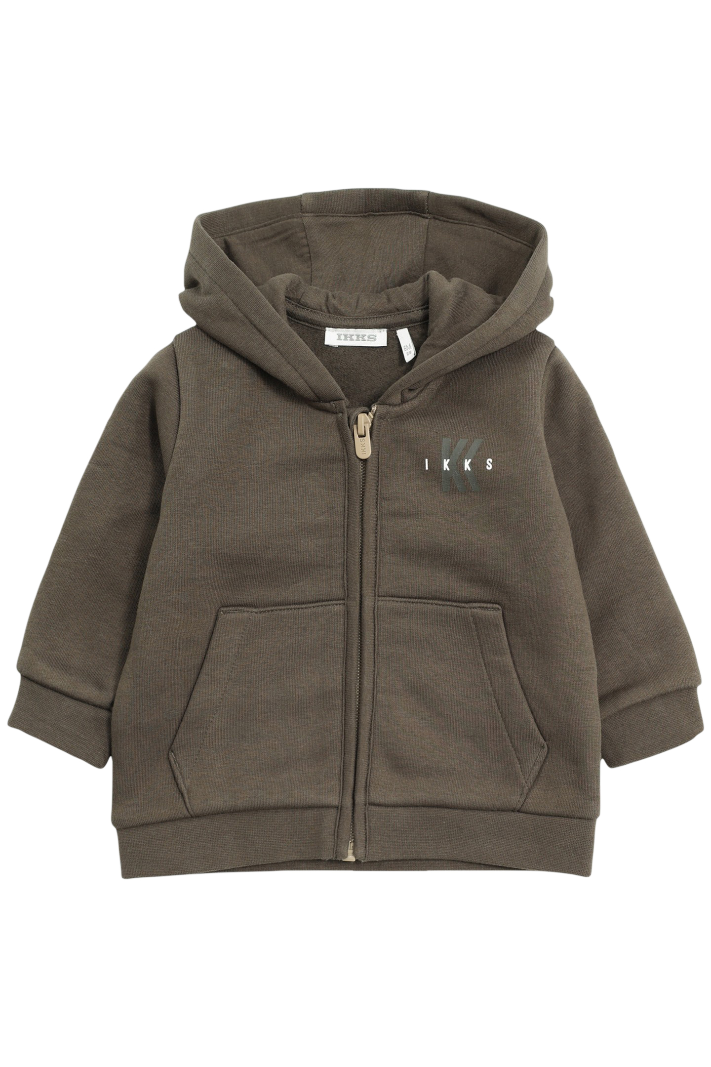BABY BOY KHAKI ZIPPED HOODED CARDIGAN 1