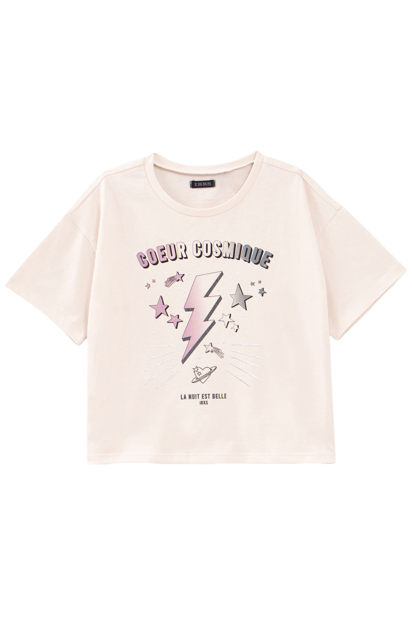 GIRL’S ECRU ORGANIC COTTON STARS AND LIGHTNING T-SHIRT 1