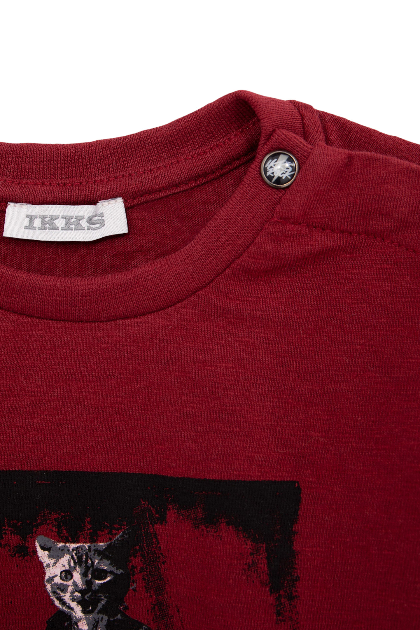 BABY BOY BURGUNDY VISUAL T-SHIRT CAT ROCKER 3
