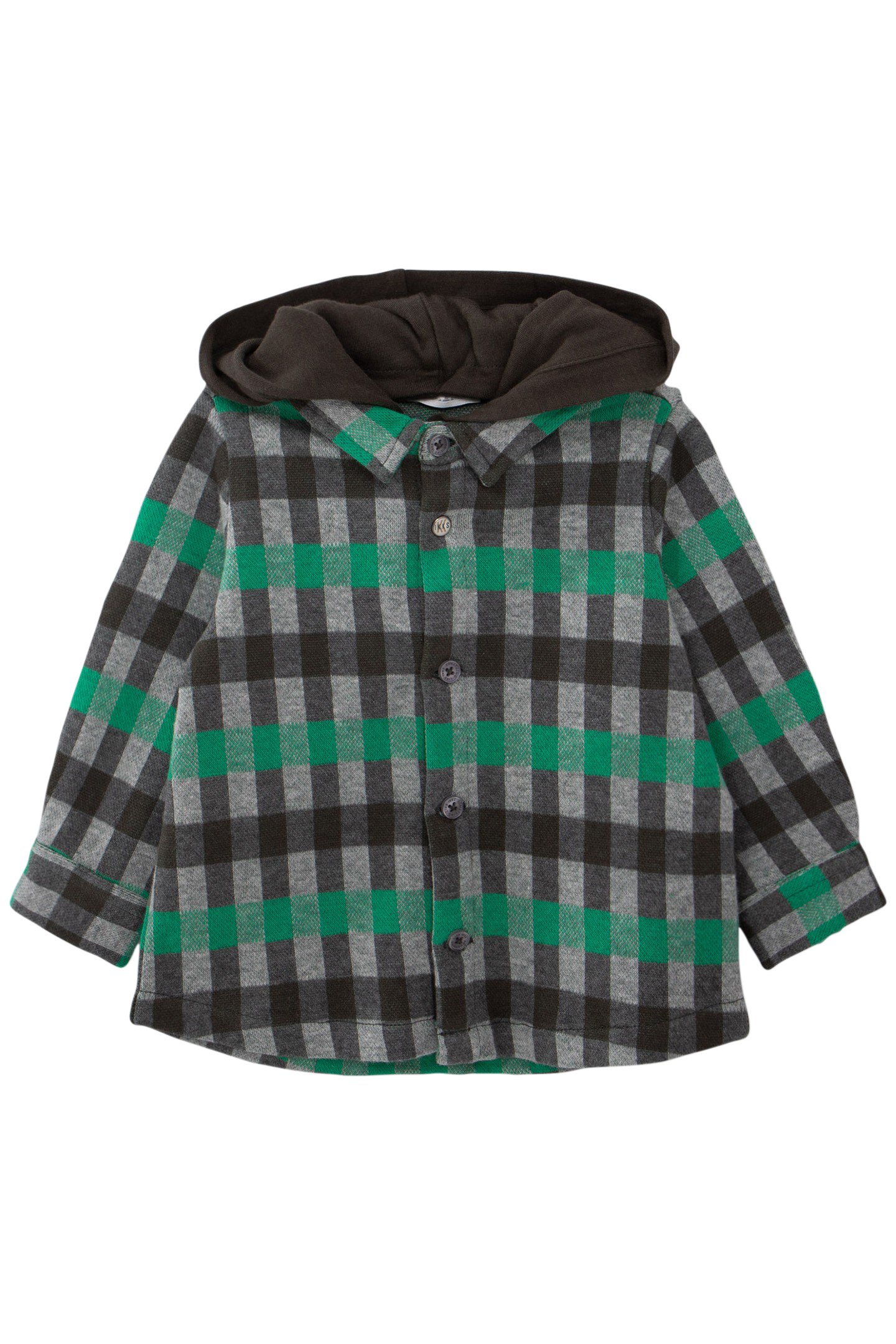 BABY BOY GREY SHIRT WITH GREEN CHECK PATTERN 1