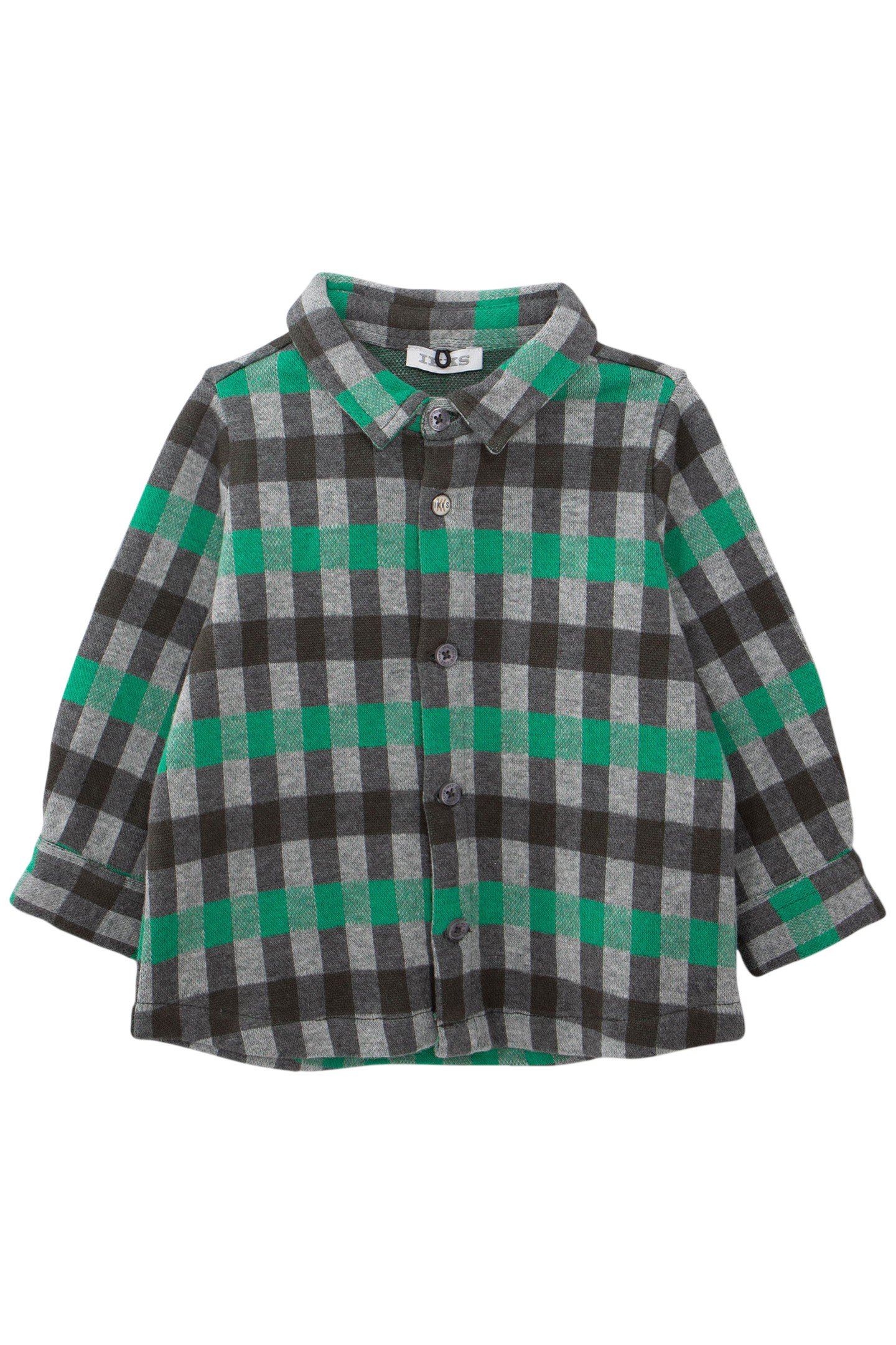 BABY BOY GREY SHIRT WITH GREEN CHECK PATTERN 2