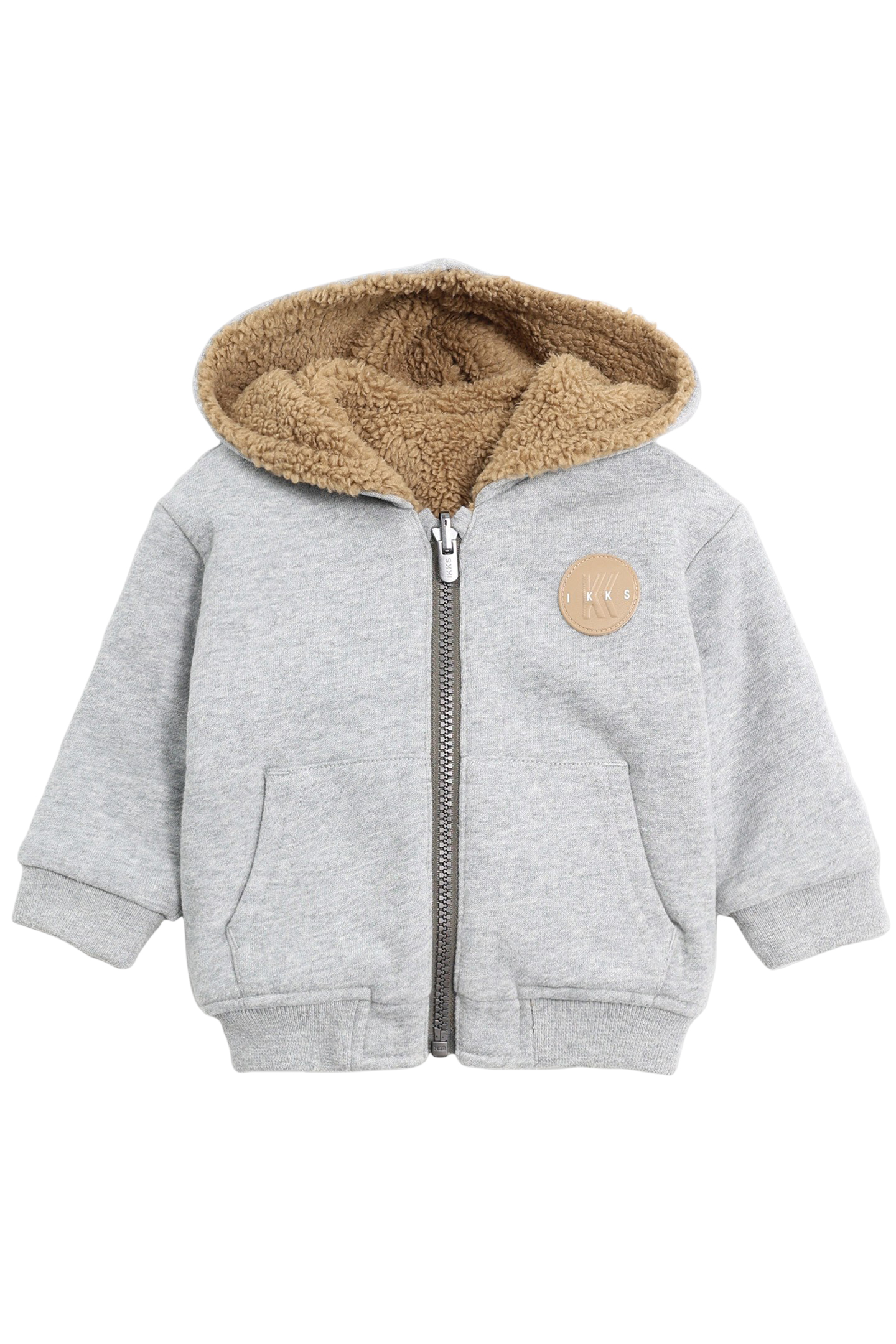 GREY SHERPA CAMEL FLEECE REVERSIBLE CARDIGAN BABY BOY 1
