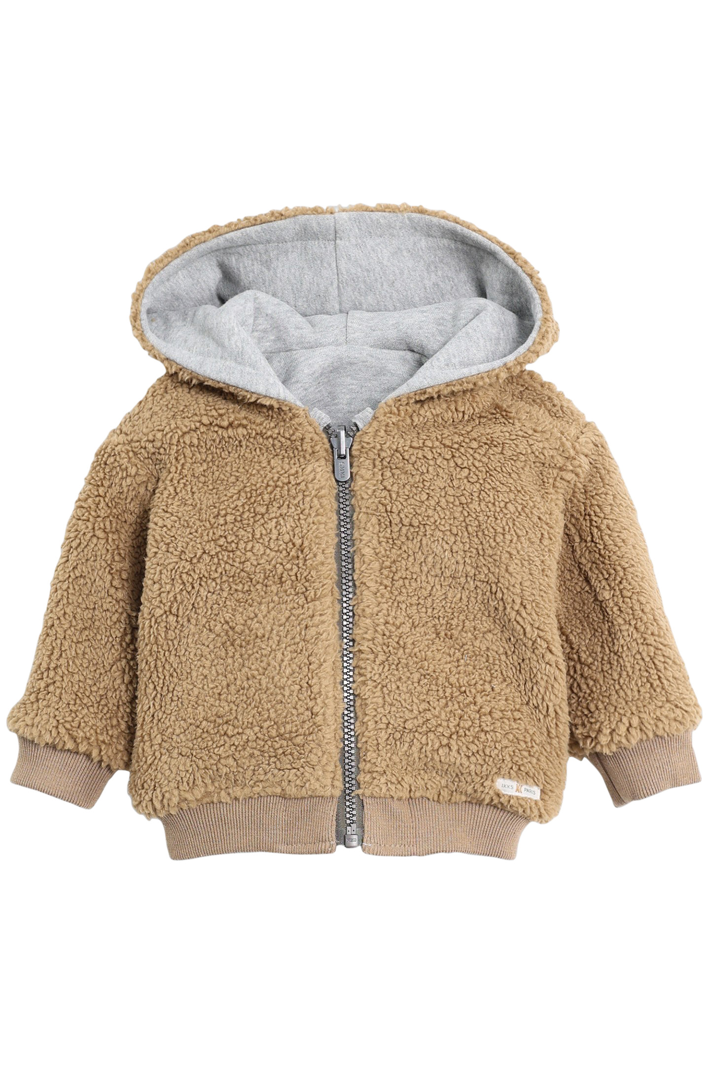 GREY SHERPA CAMEL FLEECE REVERSIBLE CARDIGAN BABY BOY 2