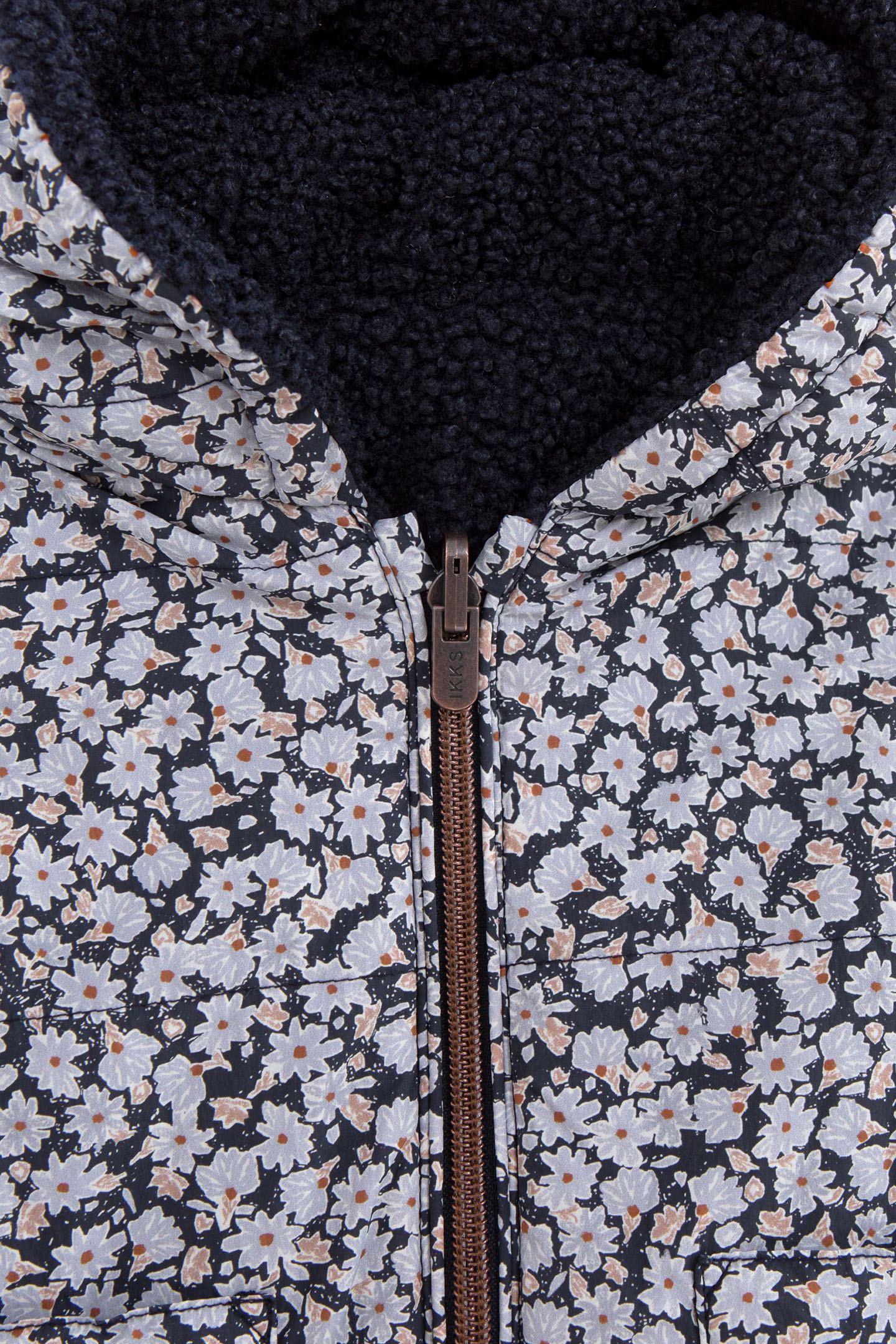 BABY GIRL'S NAVY AND FLORAL PRINT REVERSIBLE DOWN JACKET 6