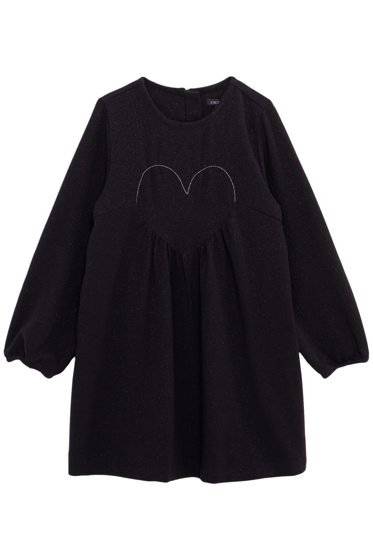 GIRL'S BLACK SEQUINED EMBROIDERED HEART DRESS 1