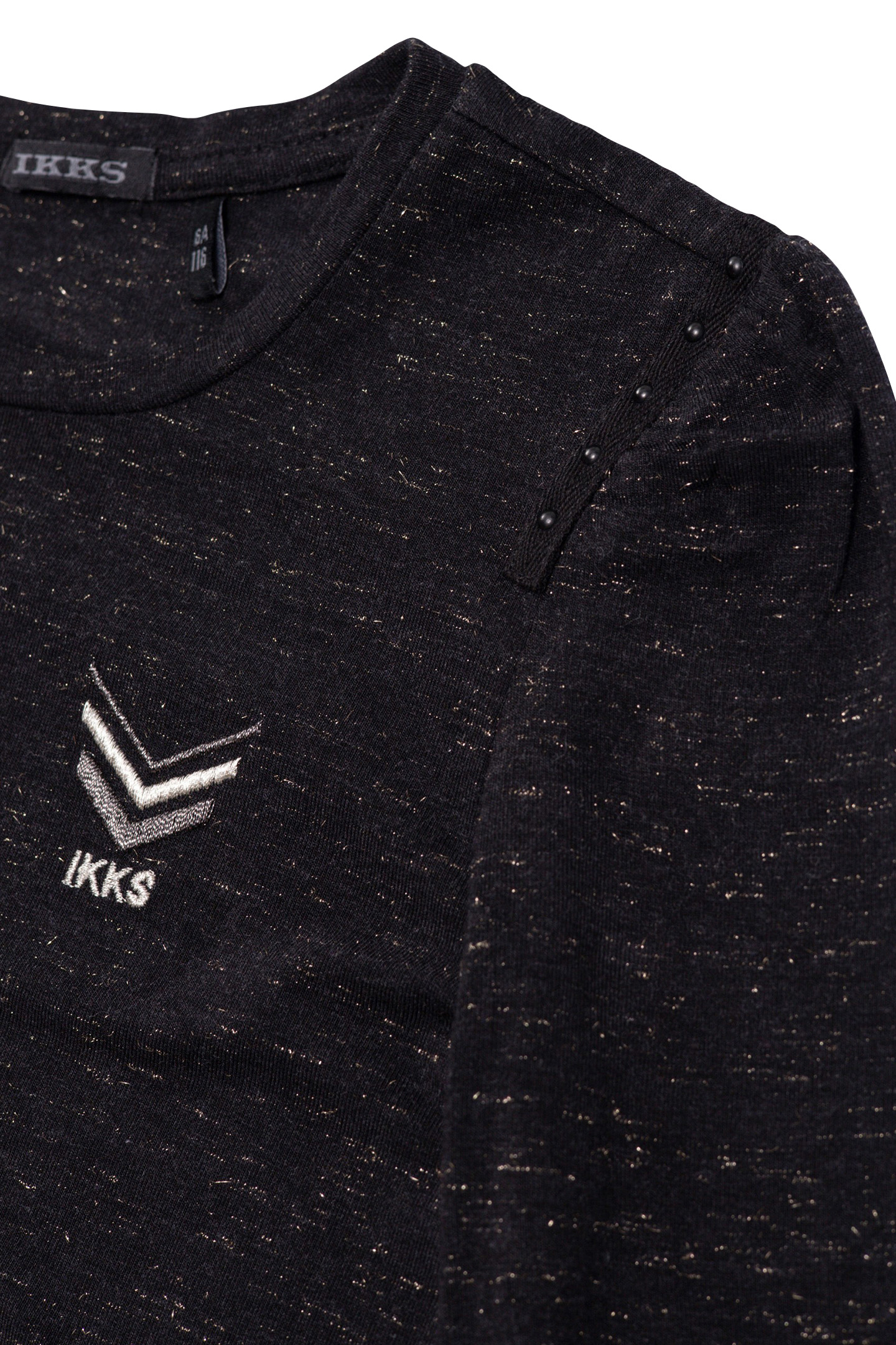 GIRL'S BLACK GLITTER CHEVRON EMBROIDERY T-SHIRT 3