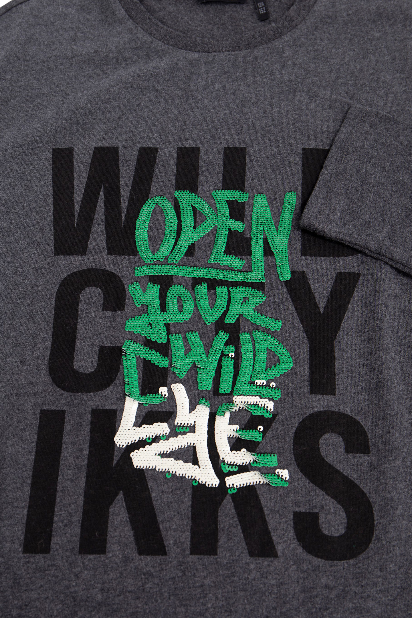 BOY'S GREY MESSAGE PRINT T-SHIRT WITH SEQUINS EMBROIDERY 5