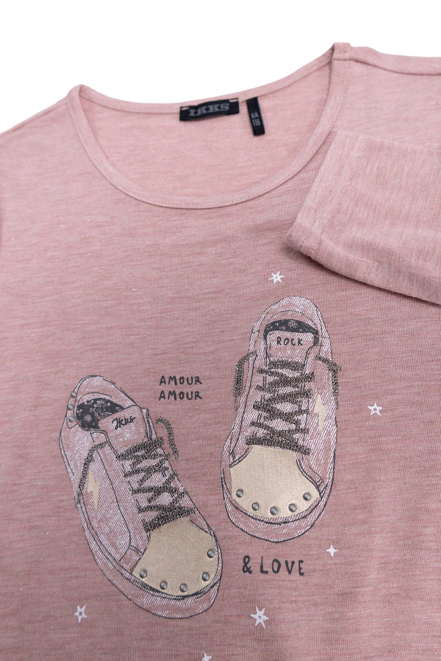 PINK GLITTER T-SHIRT TENNIS LACES EMBROIDERED GIRL 3